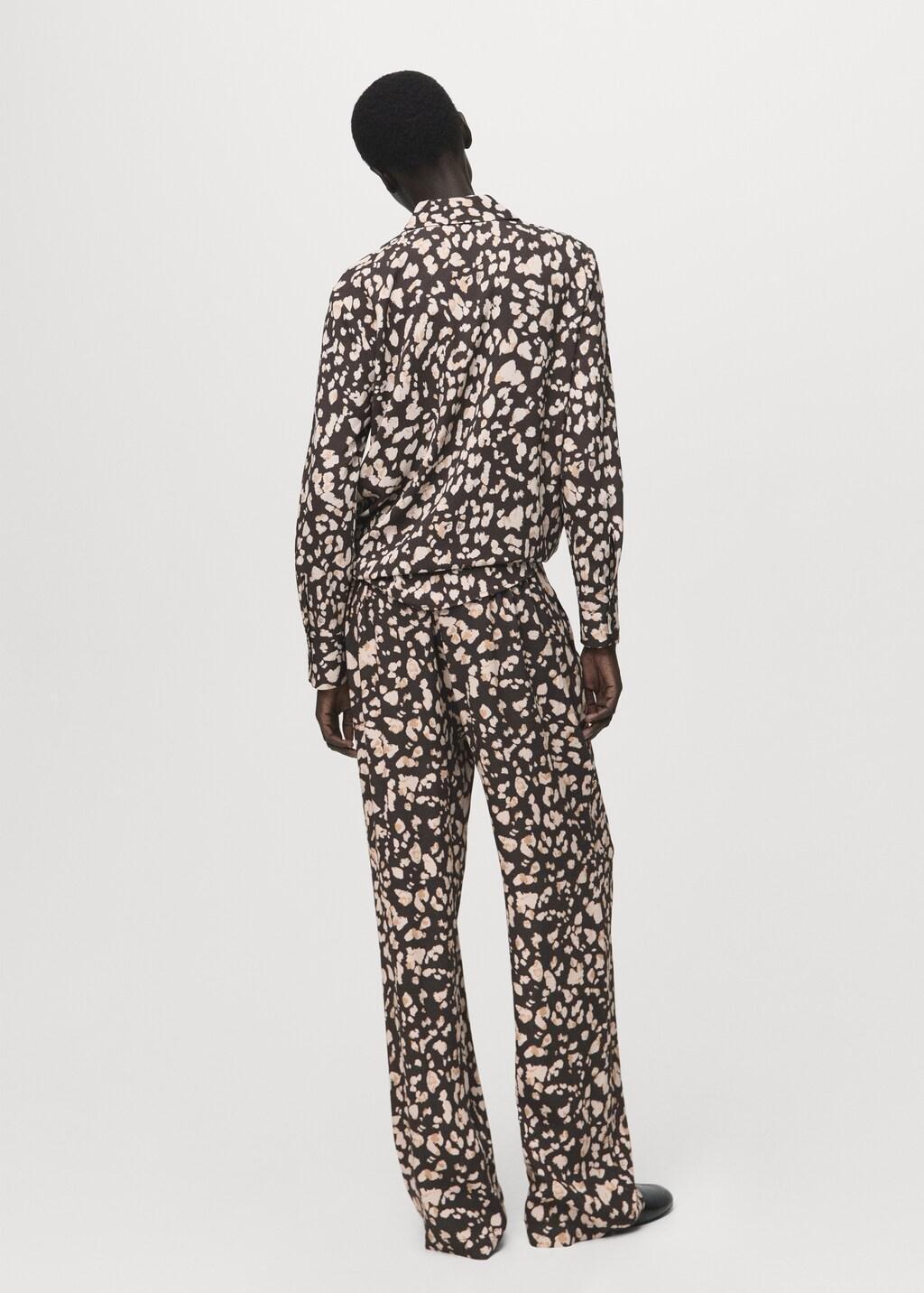 Brown Elastic Waist Printed Trousers, Brown, medium