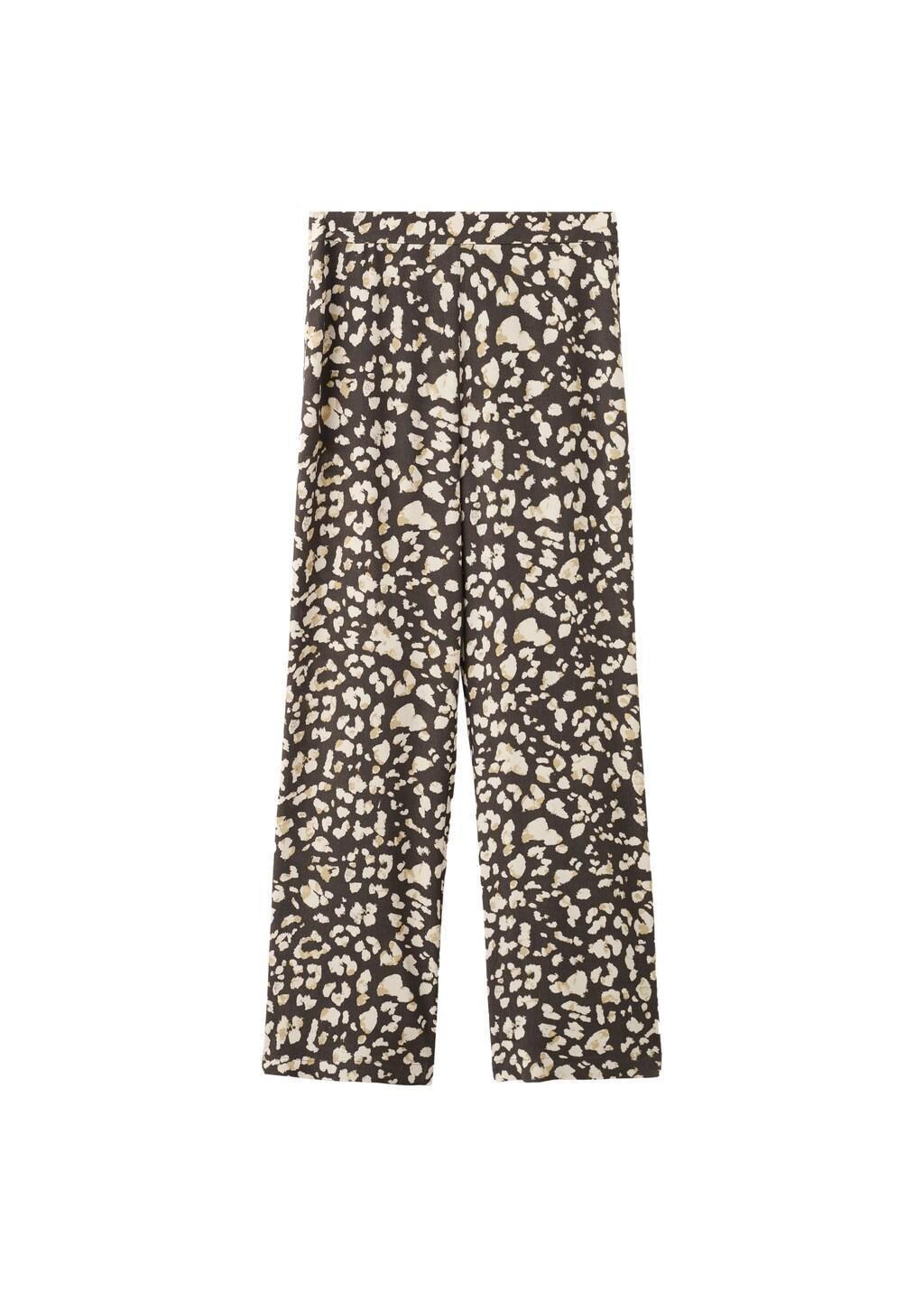 Brown Elastic Waist Printed Trousers, Brown, large image number 5