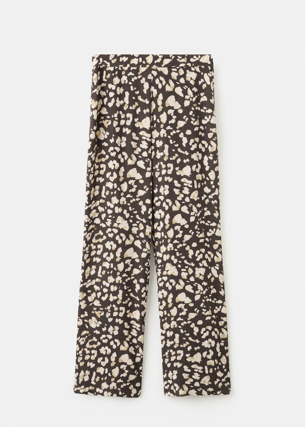 Brown Elastic Waist Printed Trousers, Brown, large image number 6
