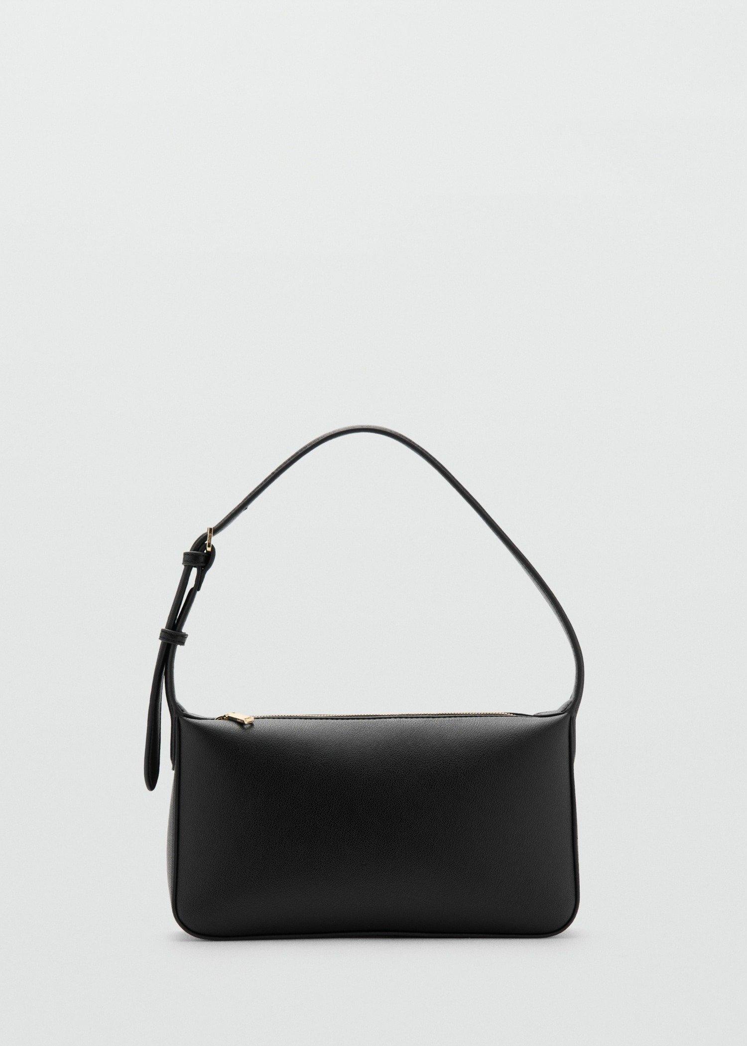 Black Faux-Leather Shoulder Bag, Black, large image number 2
