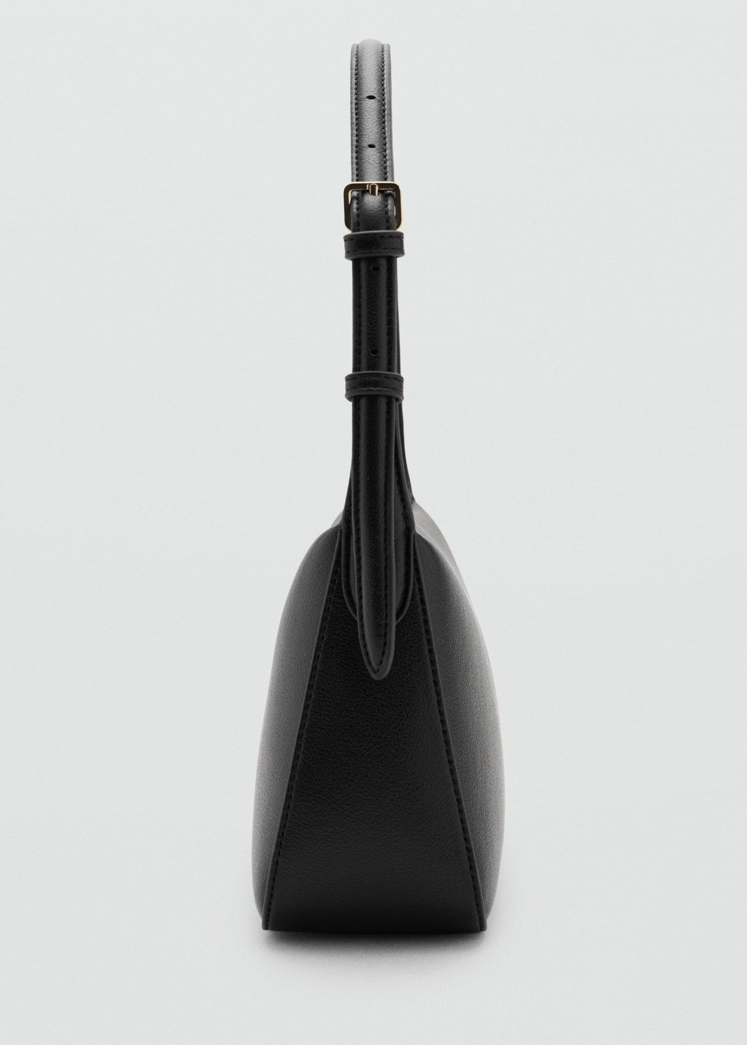 Black Faux-Leather Shoulder Bag, Black, large image number 3