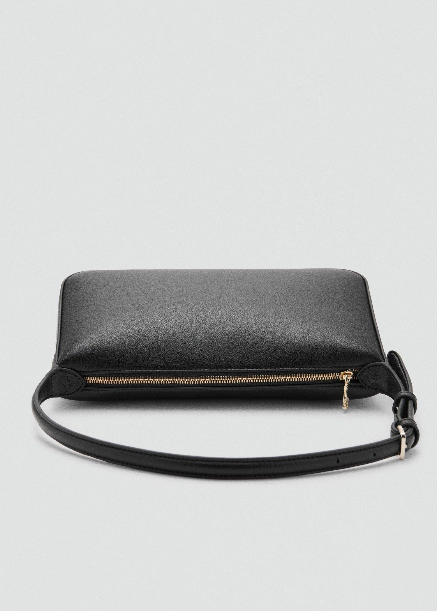 Black Faux-Leather Shoulder Bag, Black, large image number 4