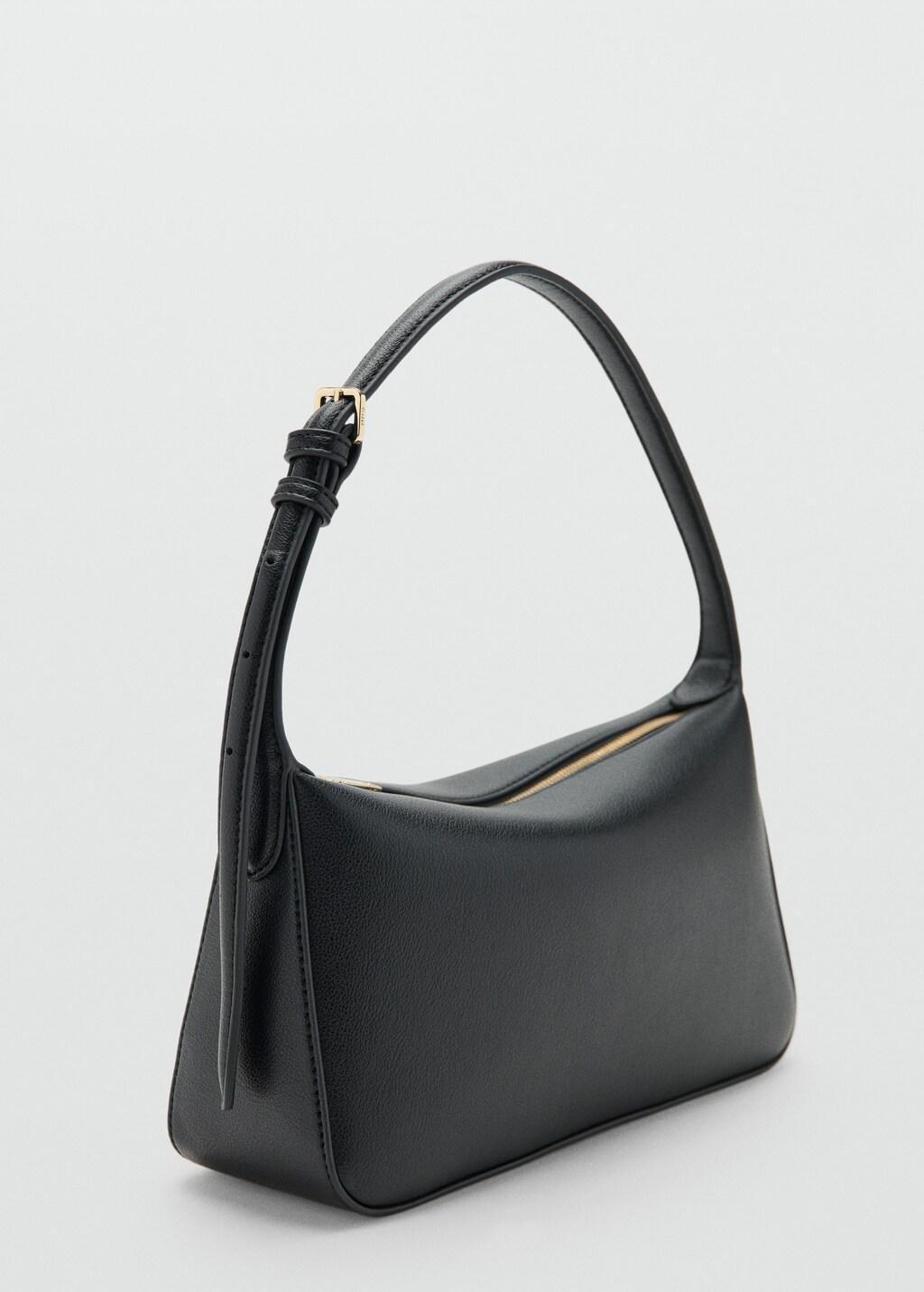 Black Faux-Leather Shoulder Bag, Black, large image number 5