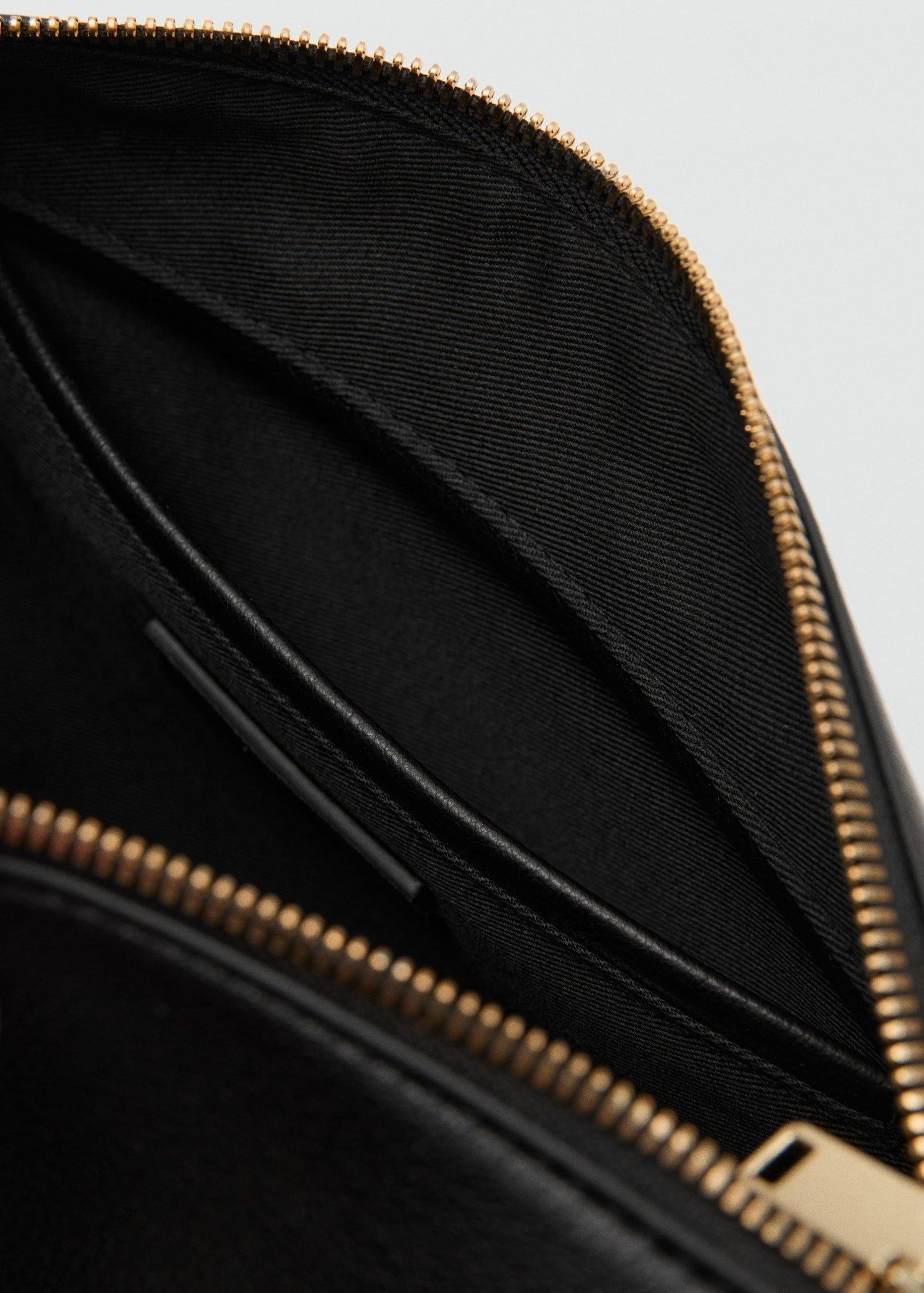 Black Faux-Leather Shoulder Bag, Black, large image number 6