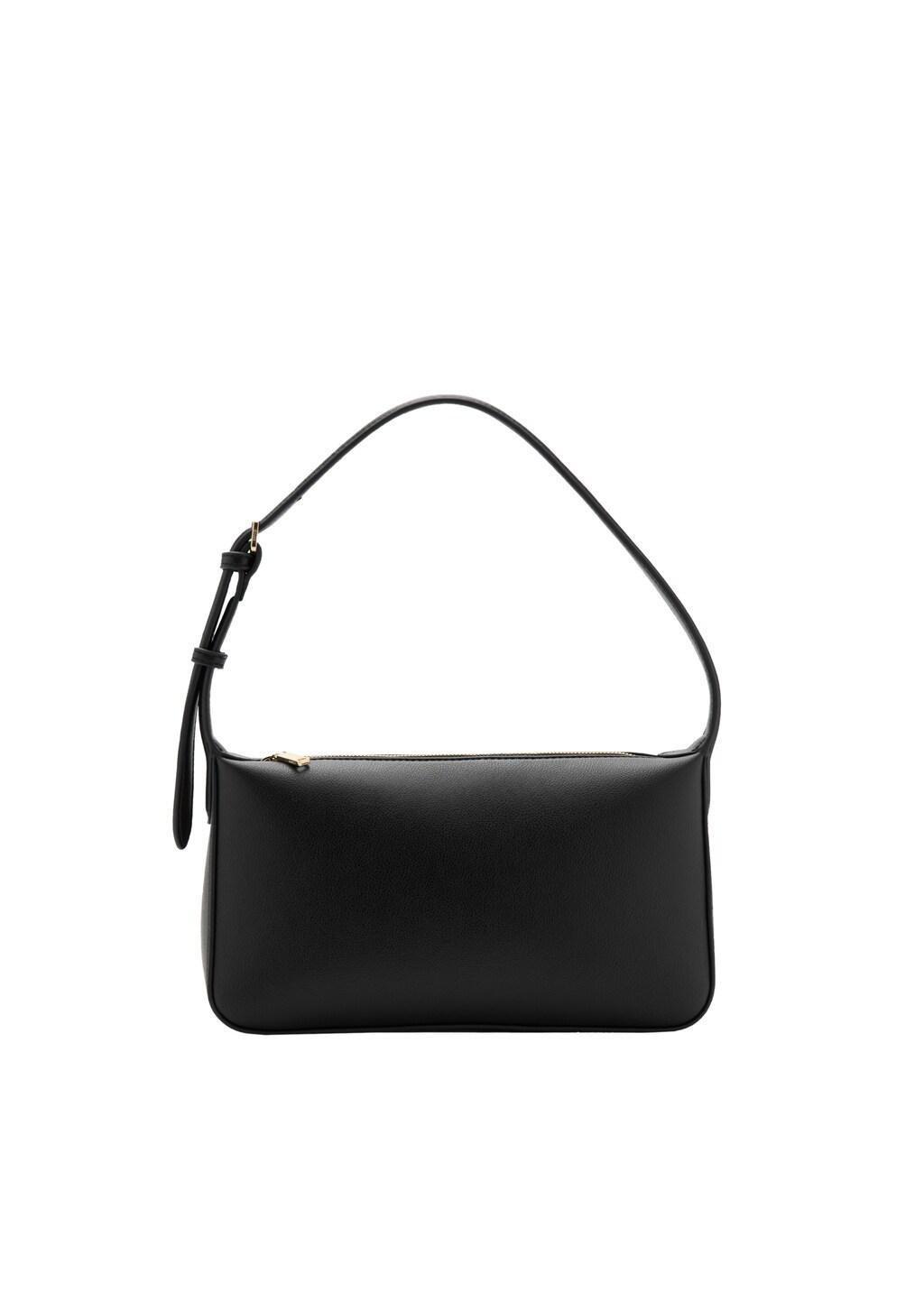 Black Faux-Leather Shoulder Bag, Black, large image number 8