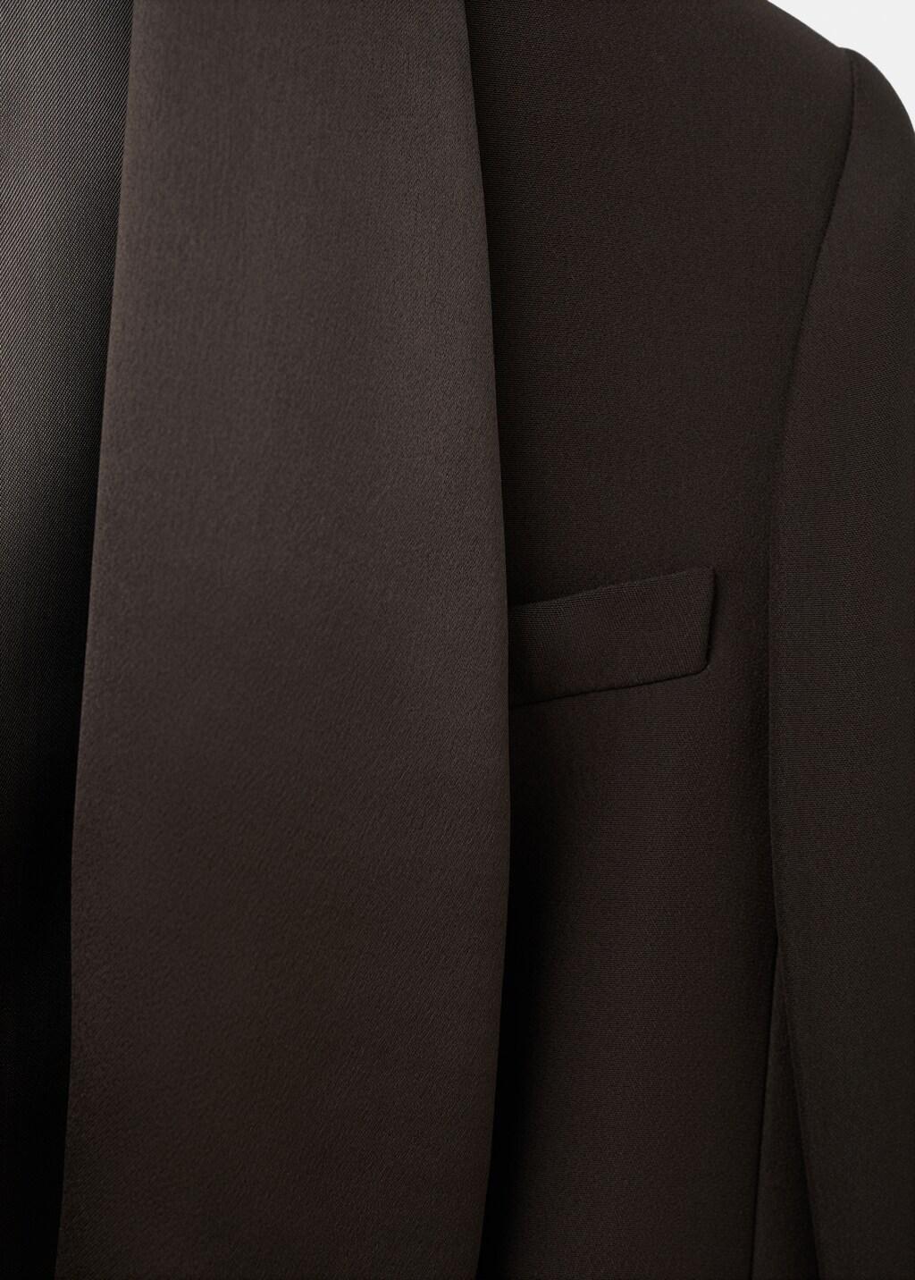 Brown Blazer With Satin Lapels, Brown, medium