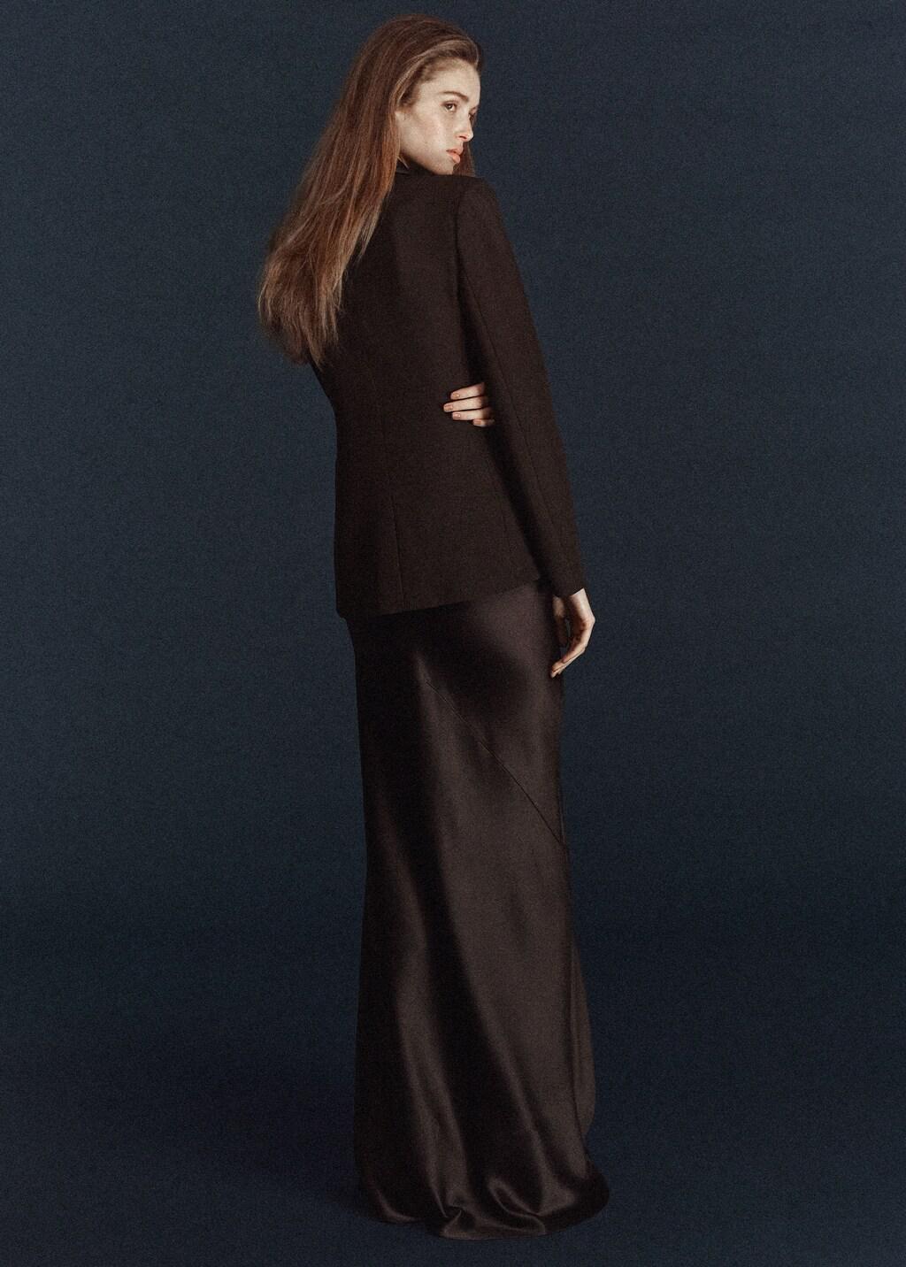 Brown Blazer With Satin Lapels, Brown, large image number 2