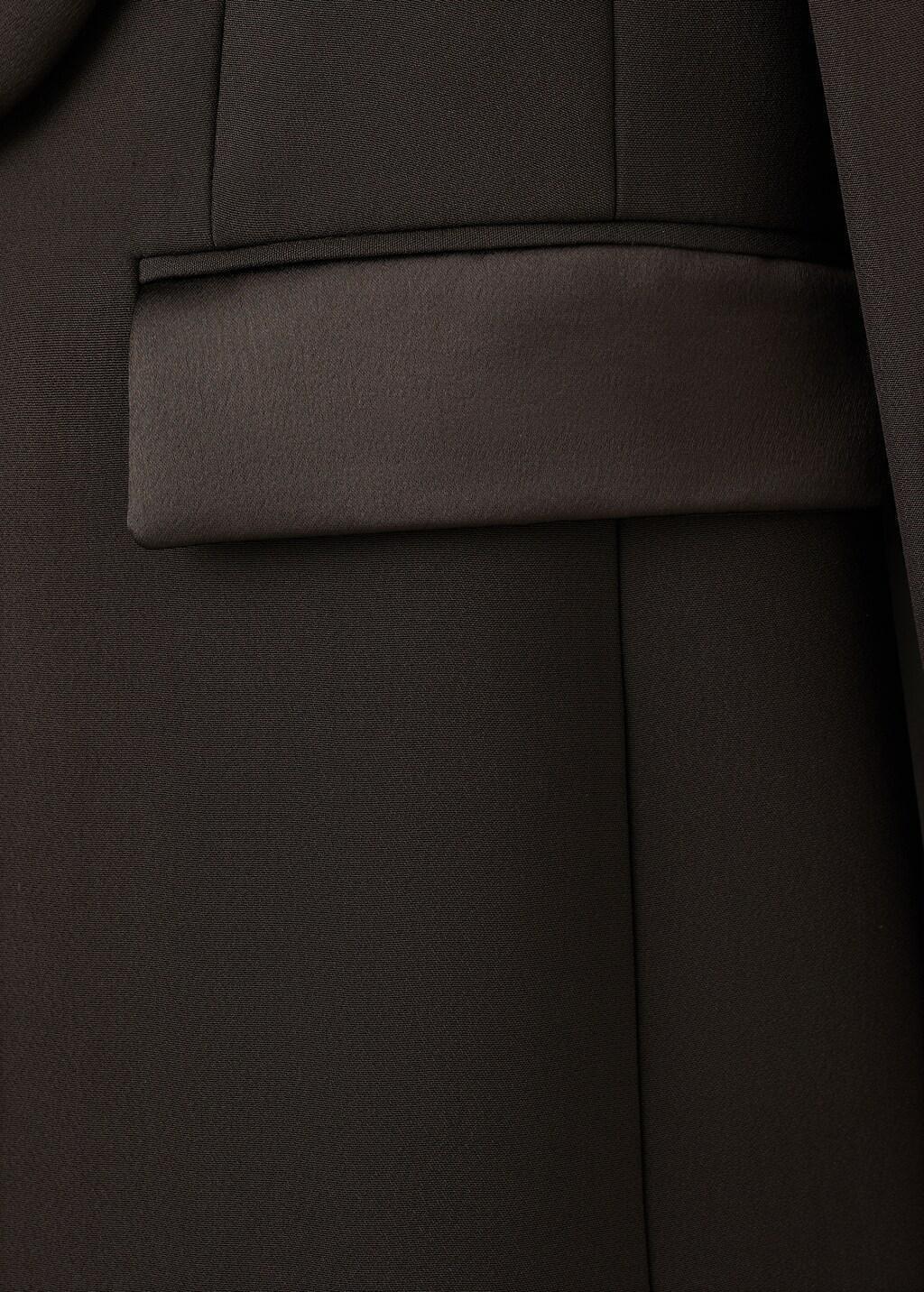 Brown Blazer With Satin Lapels, Brown, large image number 4