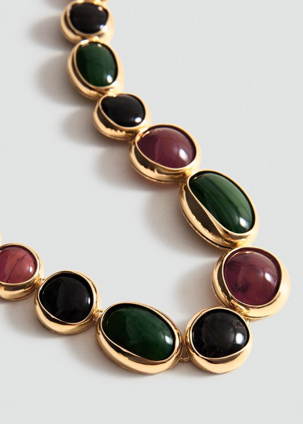 Gold Combined-Resin Bead Necklace, 0201_OR, medium