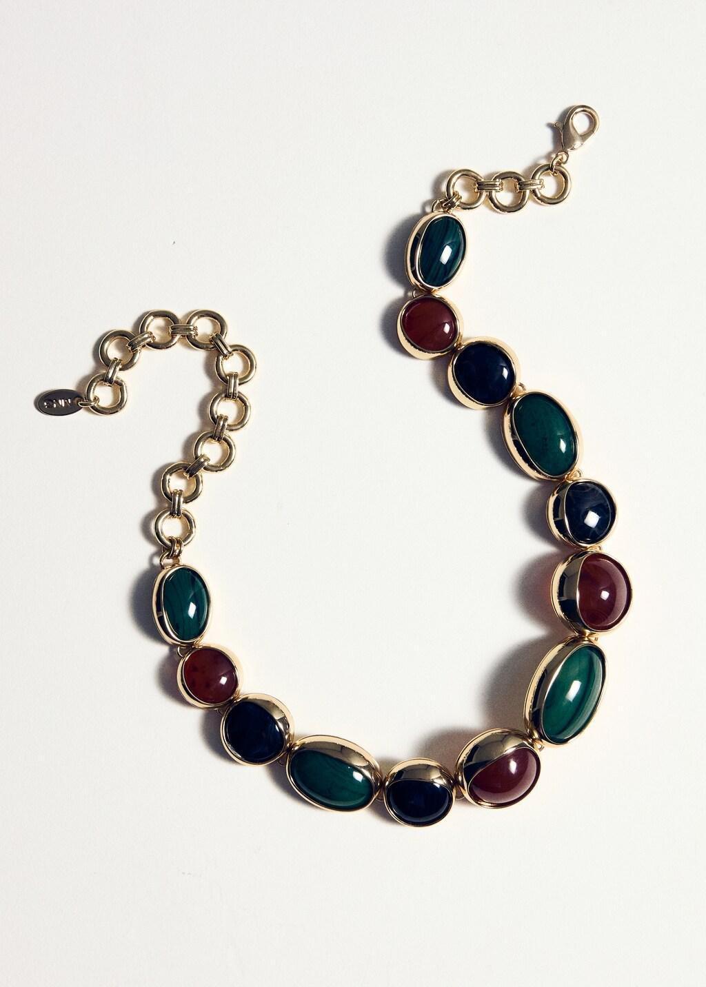Gold Combined-Resin Bead Necklace, 0201_OR, large image number 3