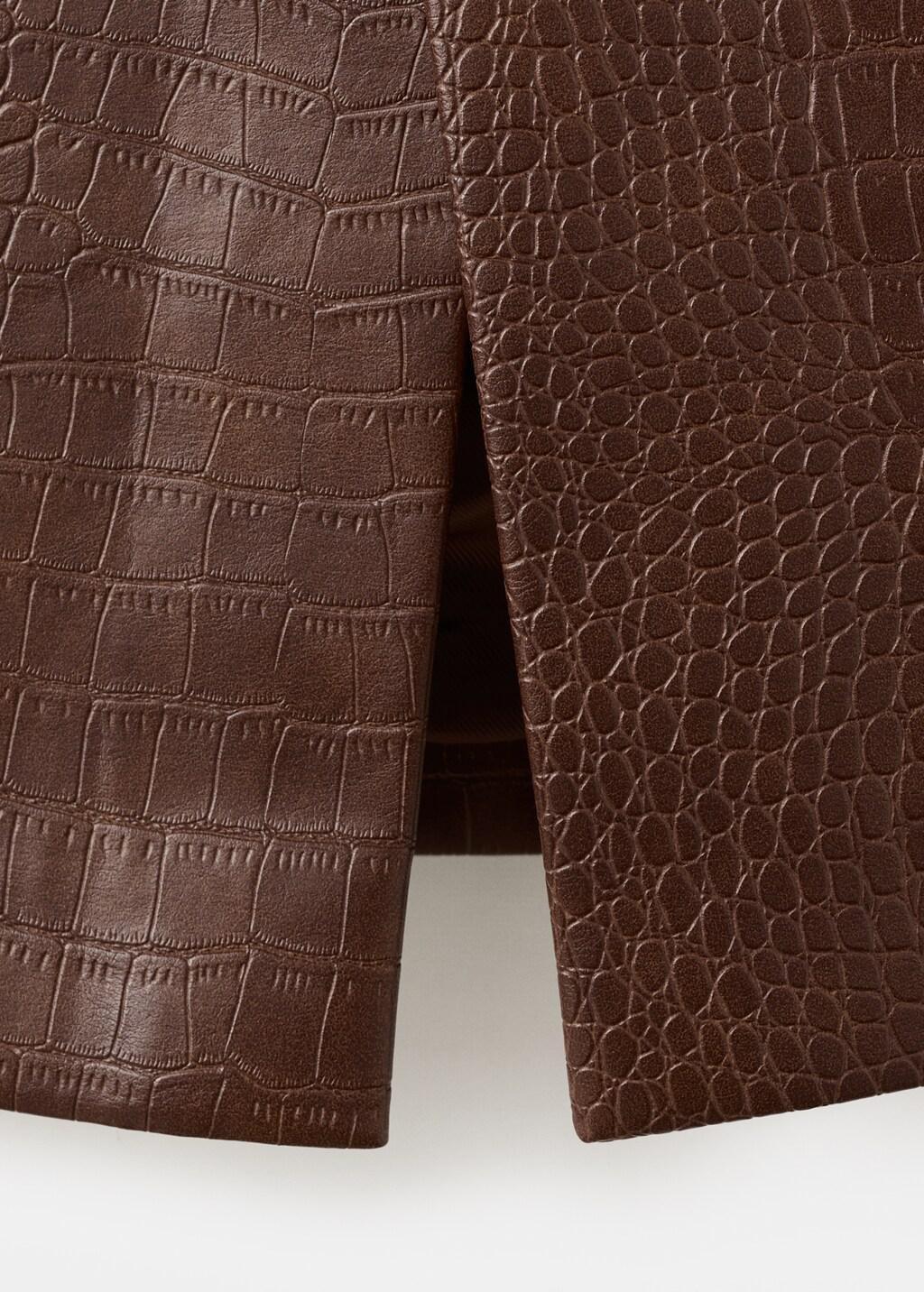 Brown Croc-Effect Midi-Skirt, Brown, large image number 1