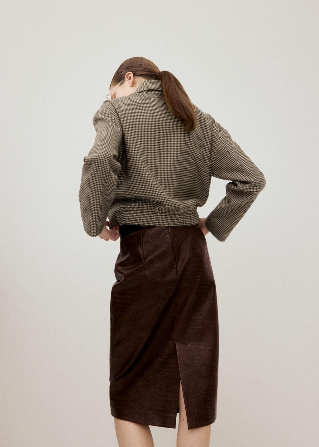 Brown Croc-Effect Midi-Skirt, Brown, large image number 2