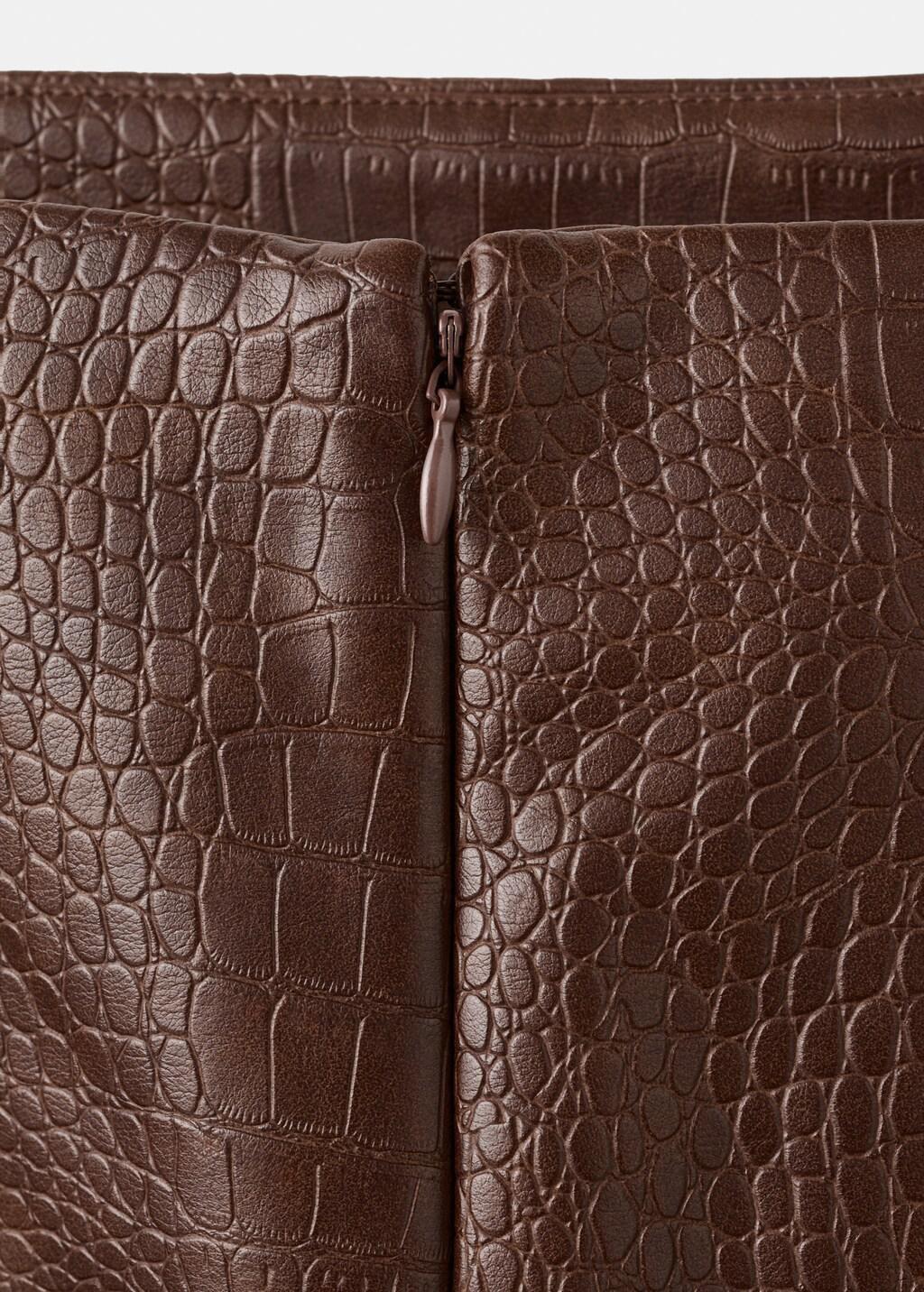 Brown Croc-Effect Midi-Skirt, Brown, large image number 5