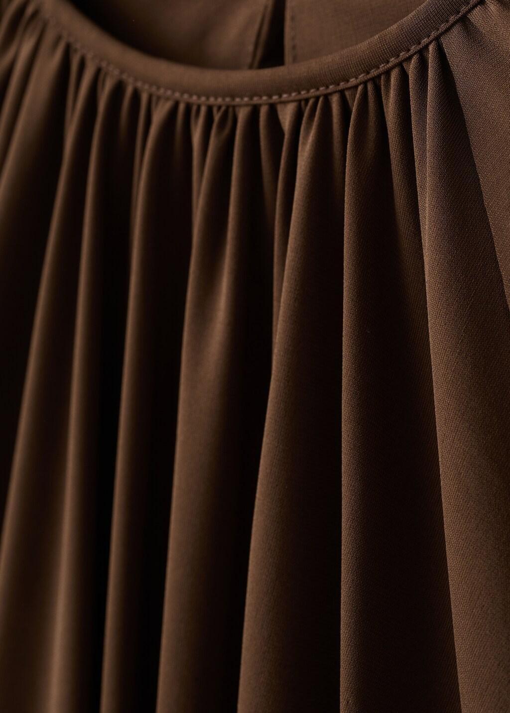 Brown Fine-Knit Ruched Blouse, Brown, large image number 1