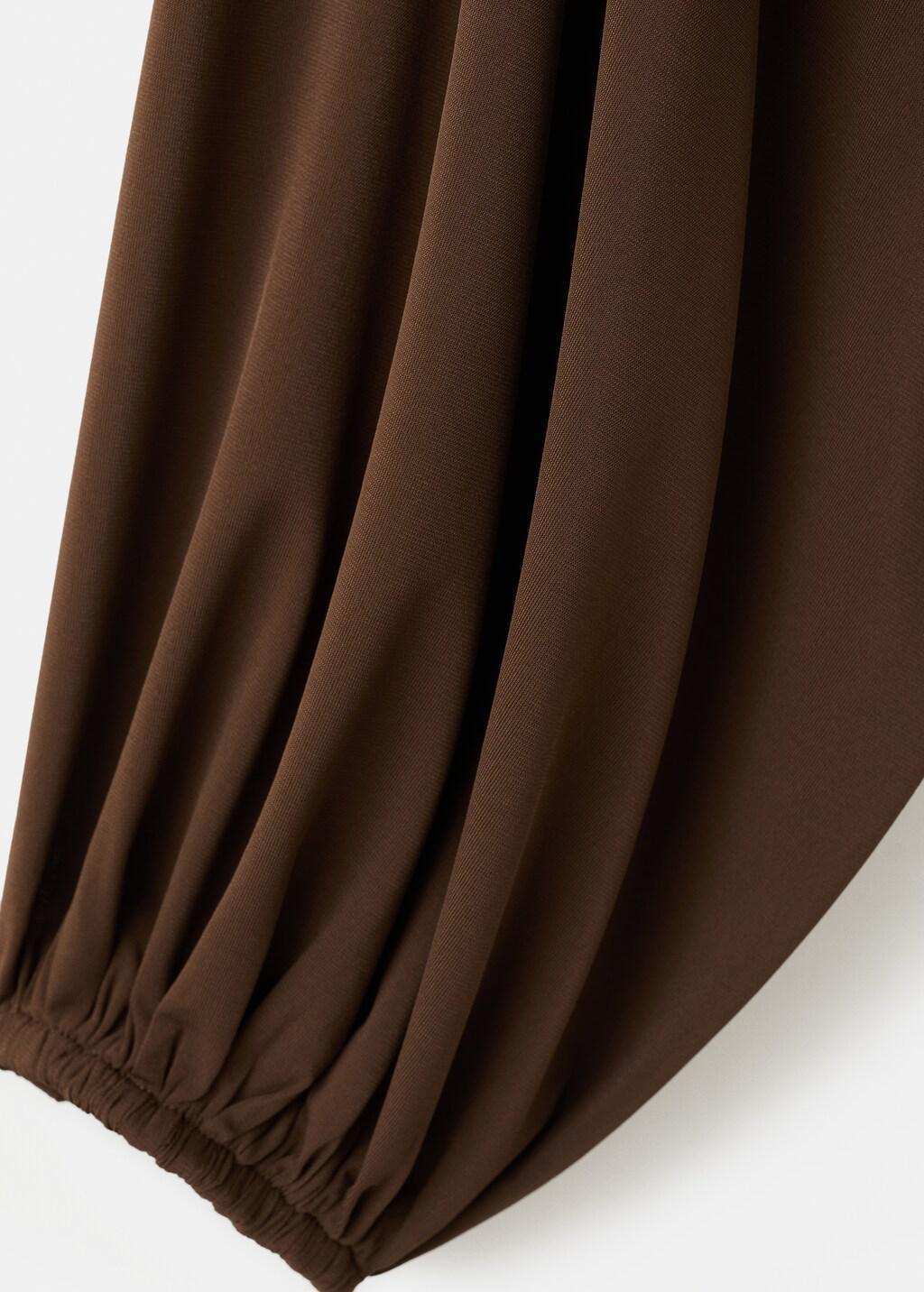 Brown Fine-Knit Ruched Blouse, Brown, large image number 4
