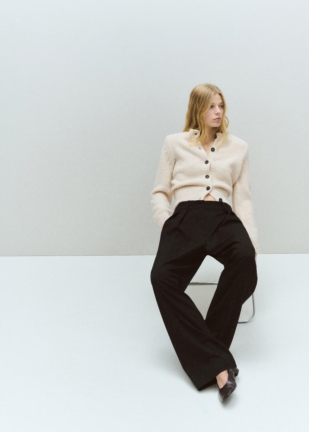 Beige Knitted Button Cardigan, Light Beige, medium