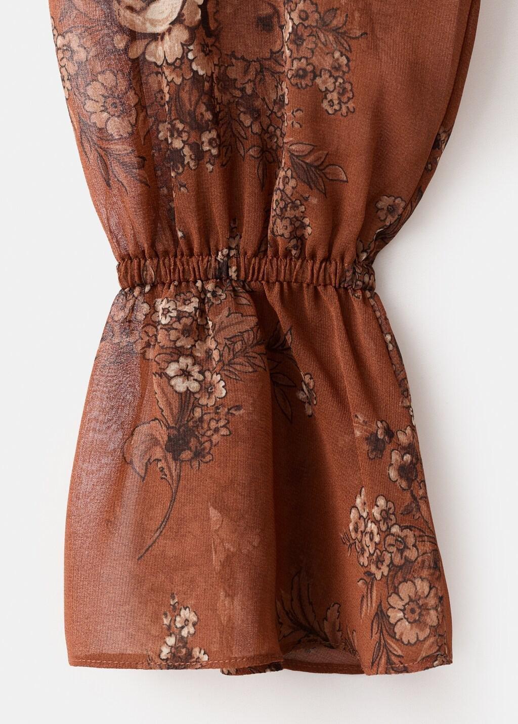 Brown Floral-Print Blouse With Bow, Rust - Copper, large image number 5