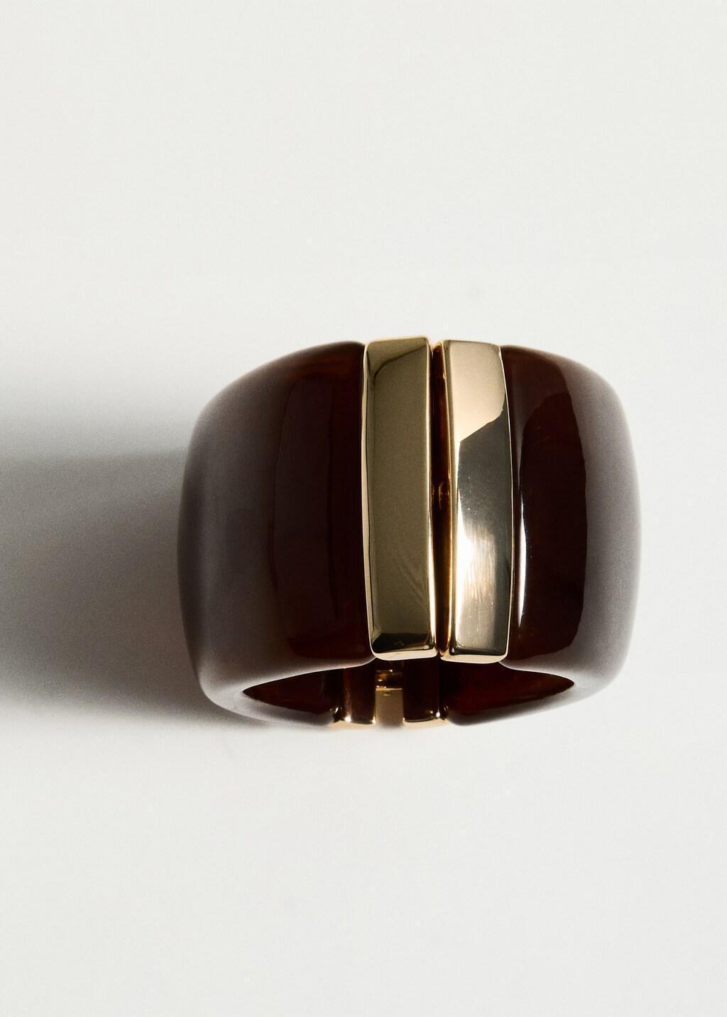 Brown Resin Cuff Bracelet, Brown, large image number 2