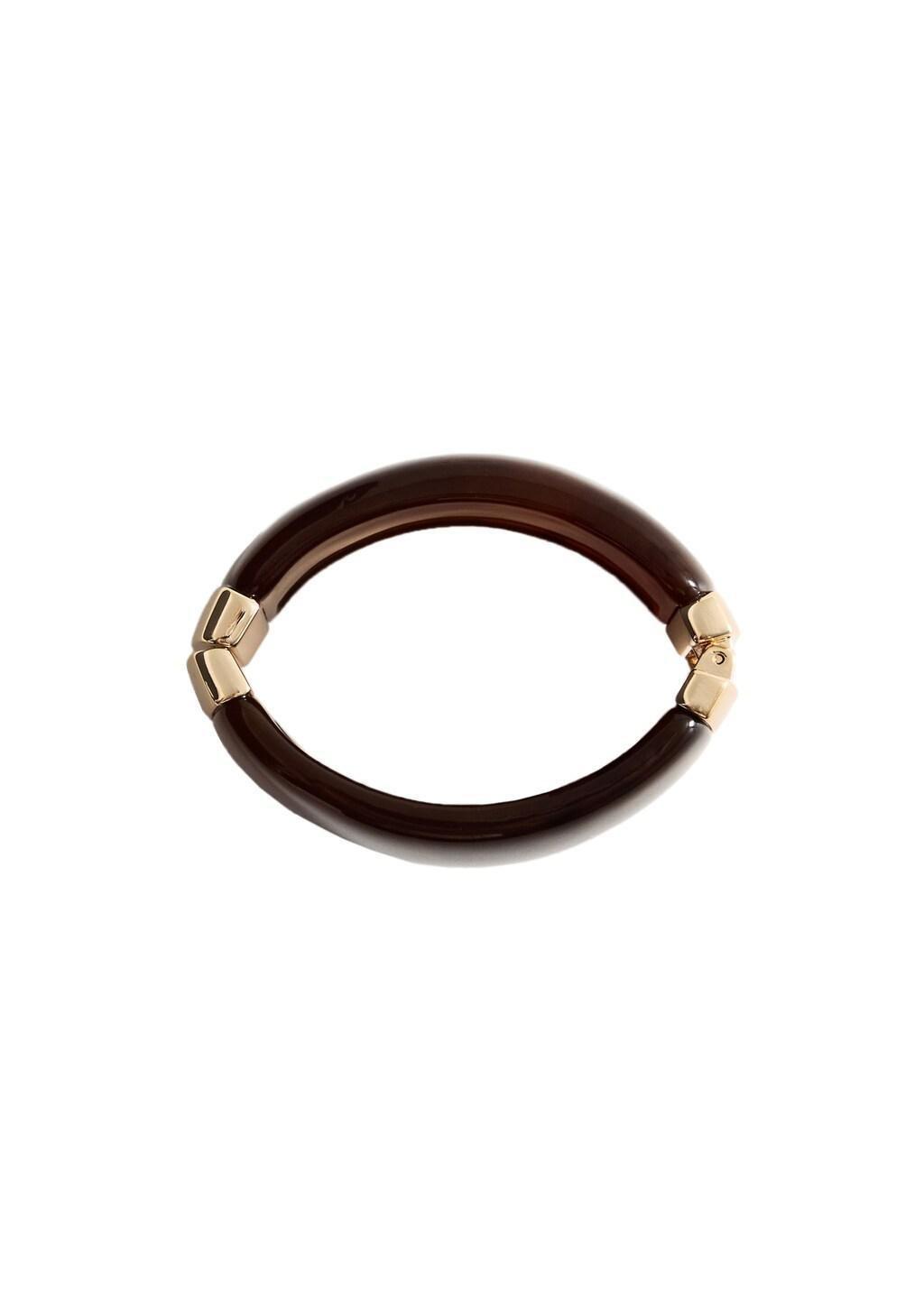Brown Resin Cuff Bracelet, Brown, large image number 3