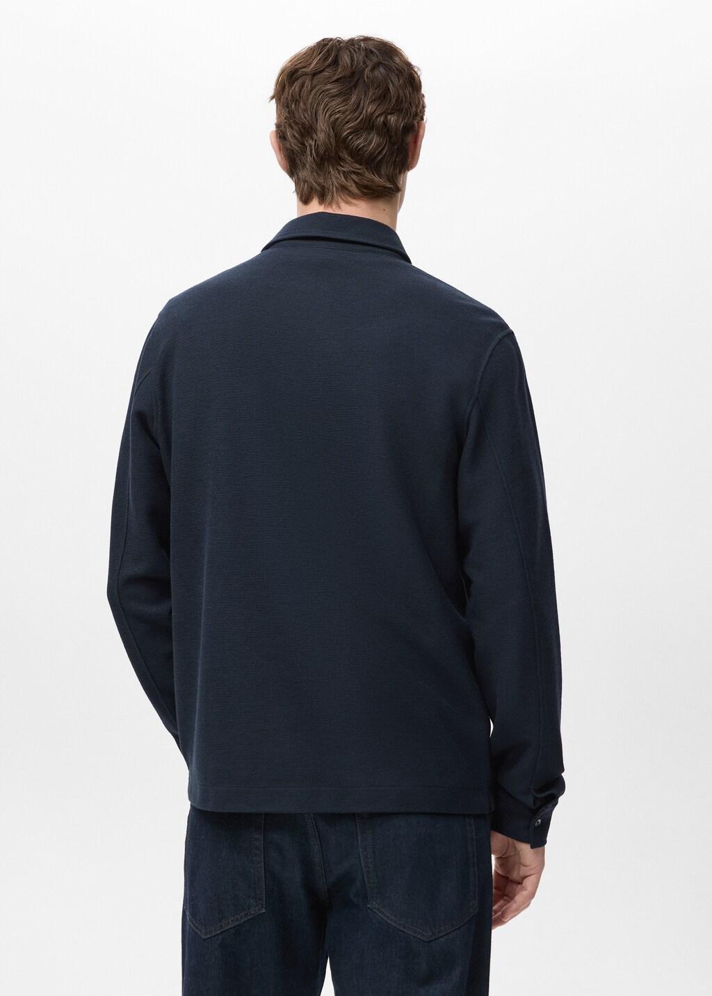 Navy Knitted Structured Polo Sweater, Navy, large image number 2