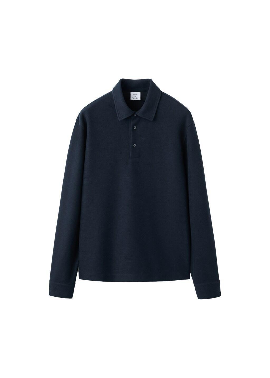 Navy Knitted Structured Polo Sweater, Navy, large image number 5