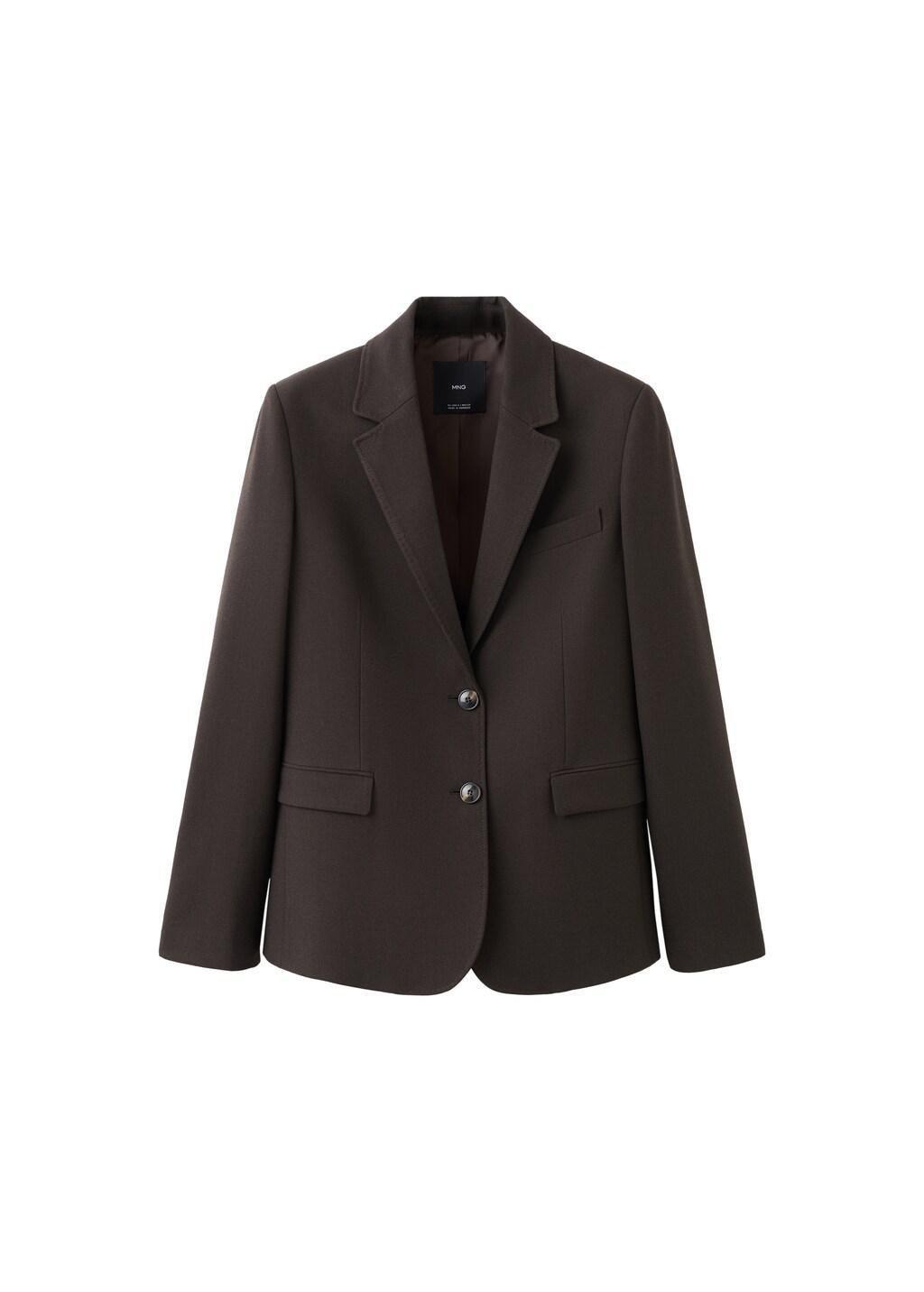 Brown Straight-Fit Suit Blazer, Dark Brown, large image number 8