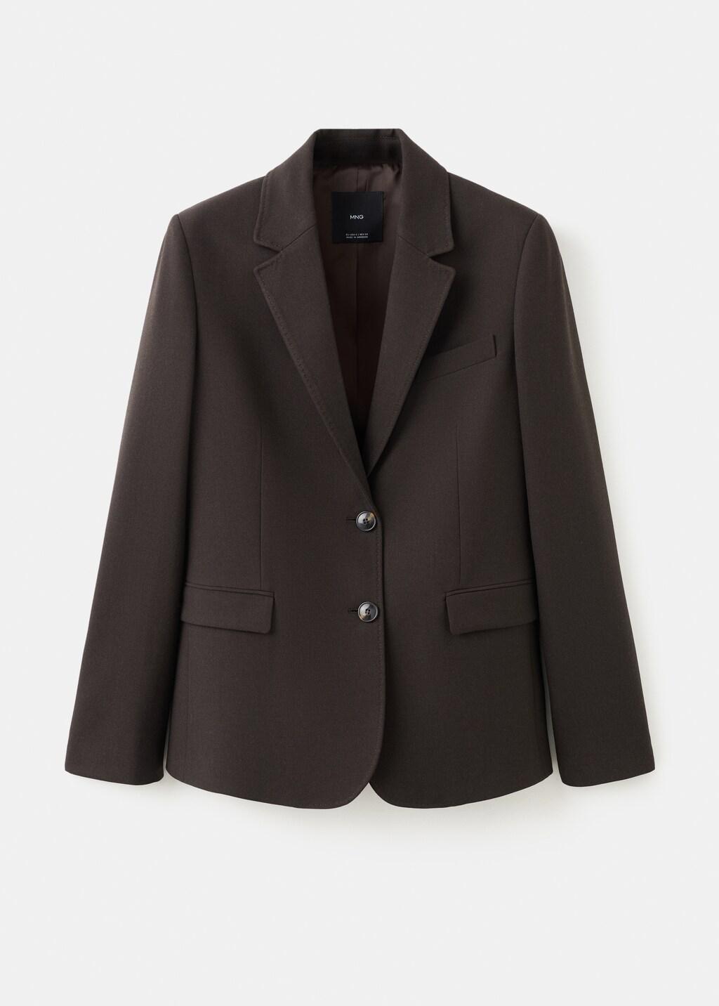 Brown Straight-Fit Suit Blazer, Dark Brown, large image number 9