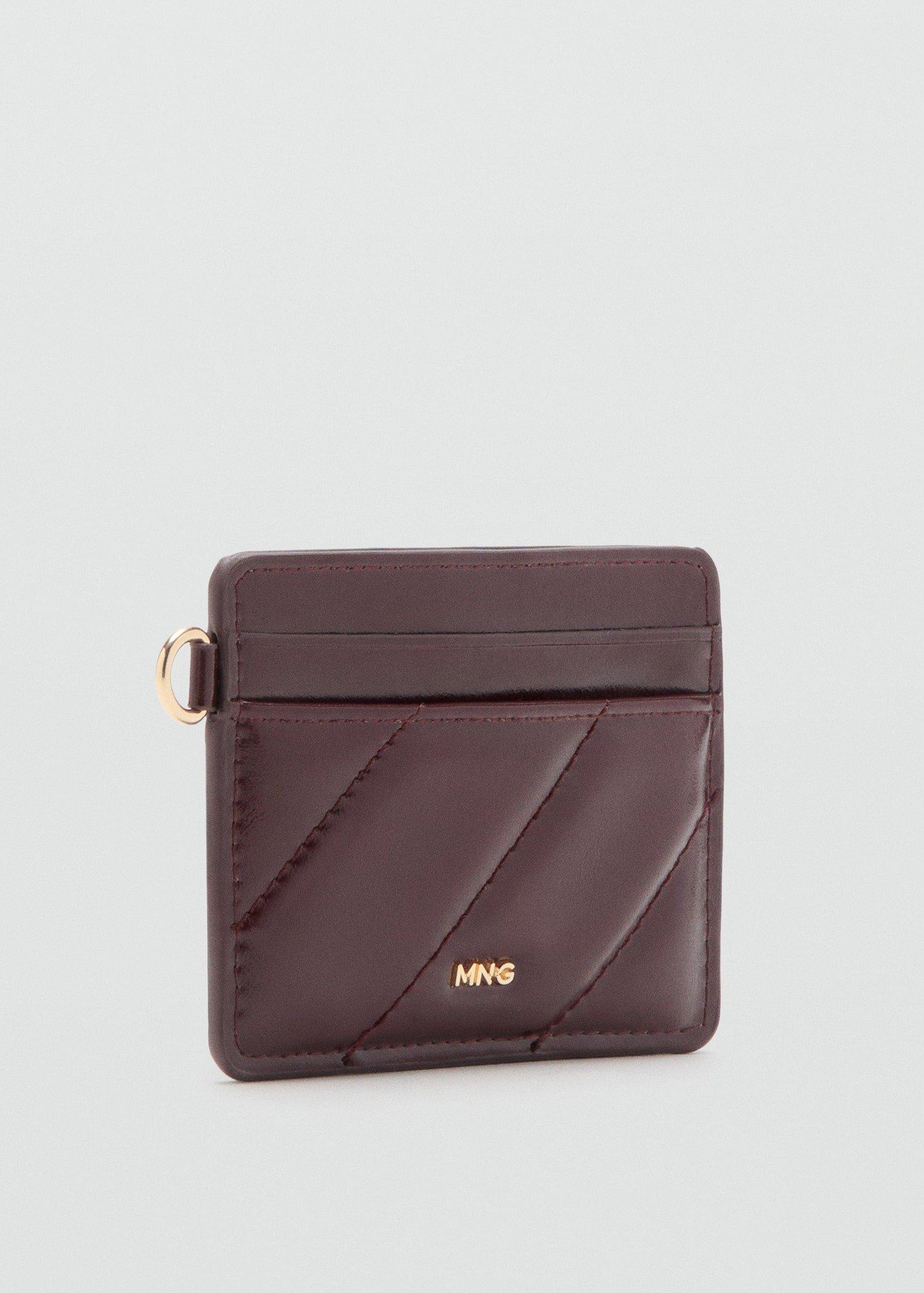 Red Quilted Cardholder, Dark Red, medium