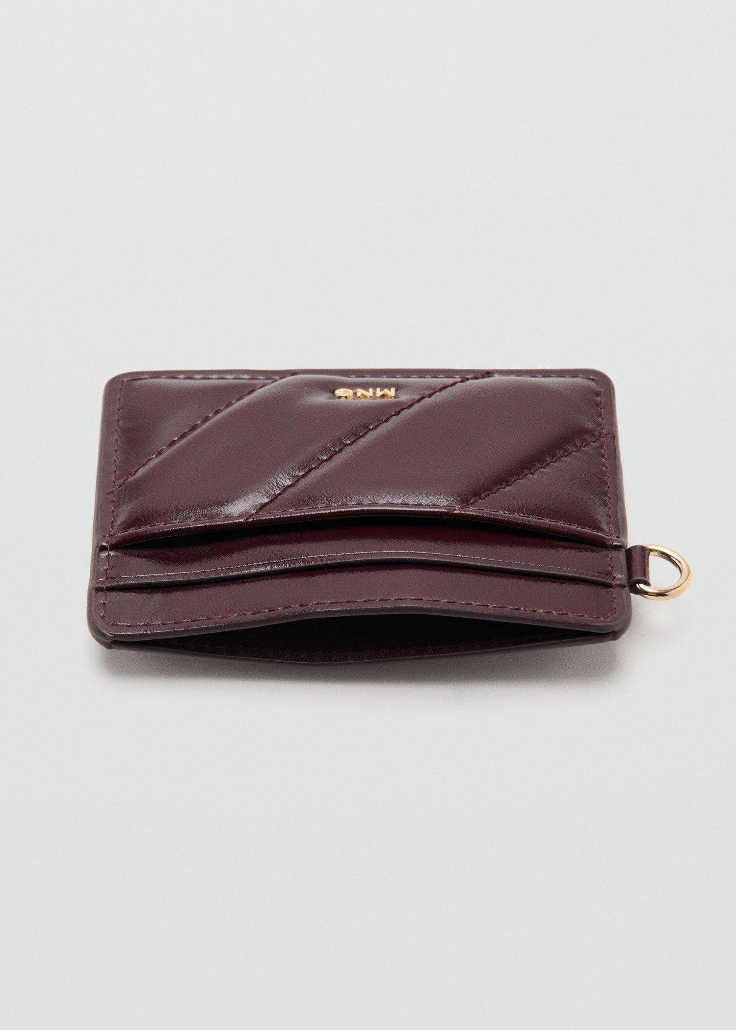 Red Quilted Cardholder, Dark Red, medium