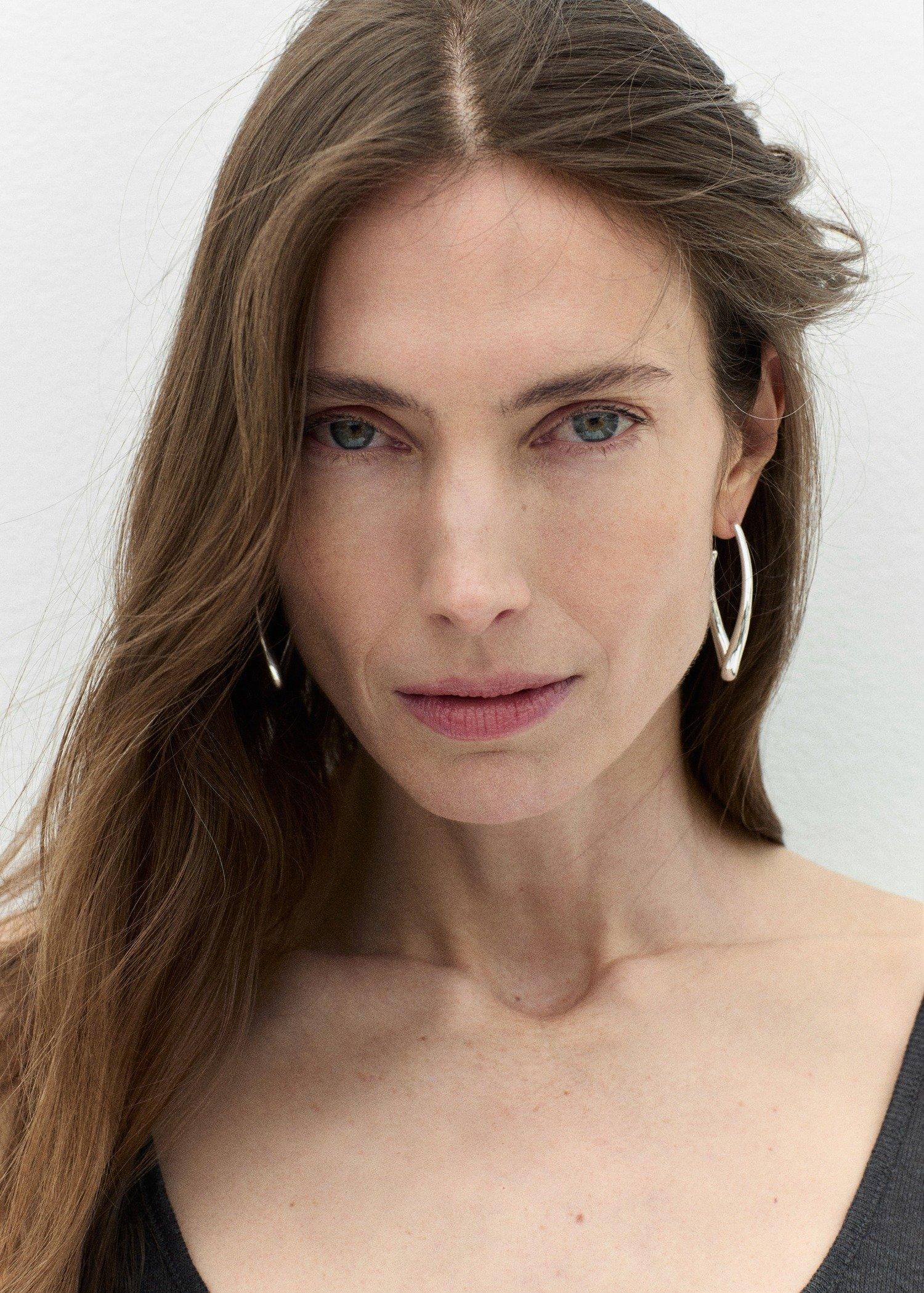 Silver Twisted Hoop Earrings, Silver, medium