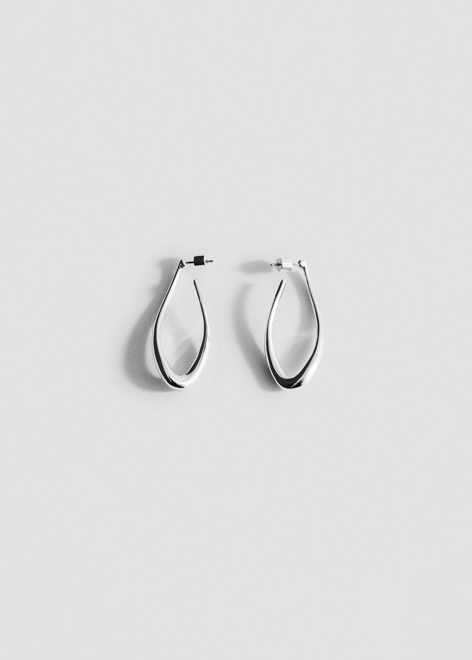 Silver Twisted Hoop Earrings, Silver, large image number 2