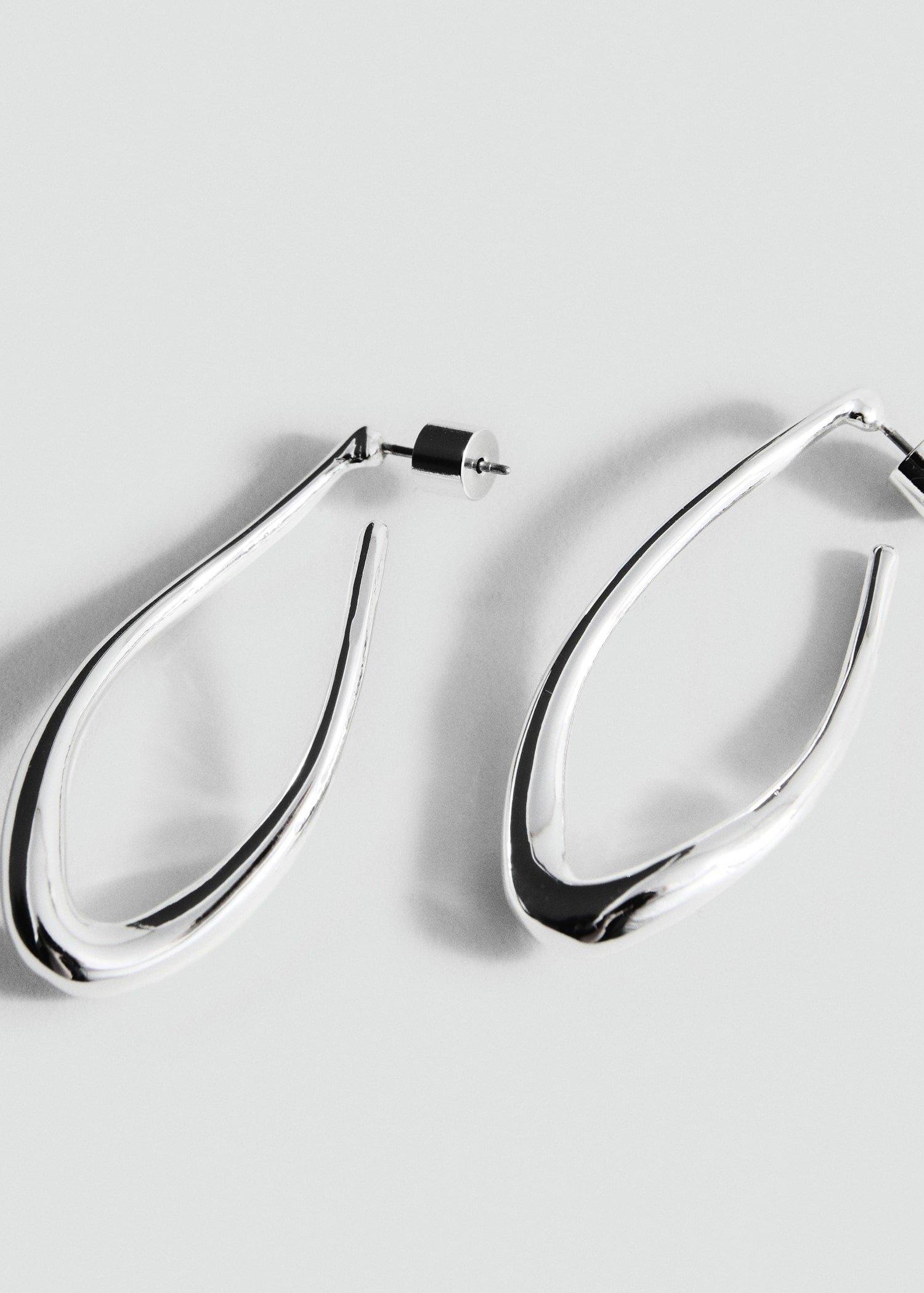 Silver Twisted Hoop Earrings, Silver, large image number 3