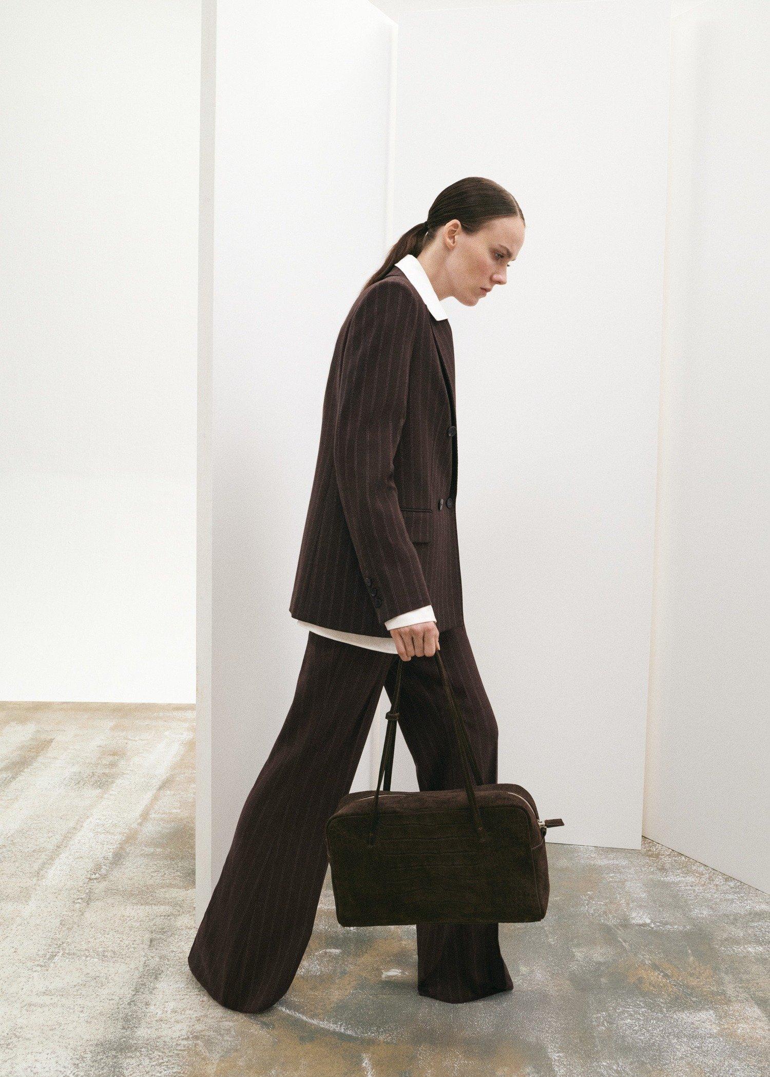 BROWN Pinstripe suit trousers, Brown, medium