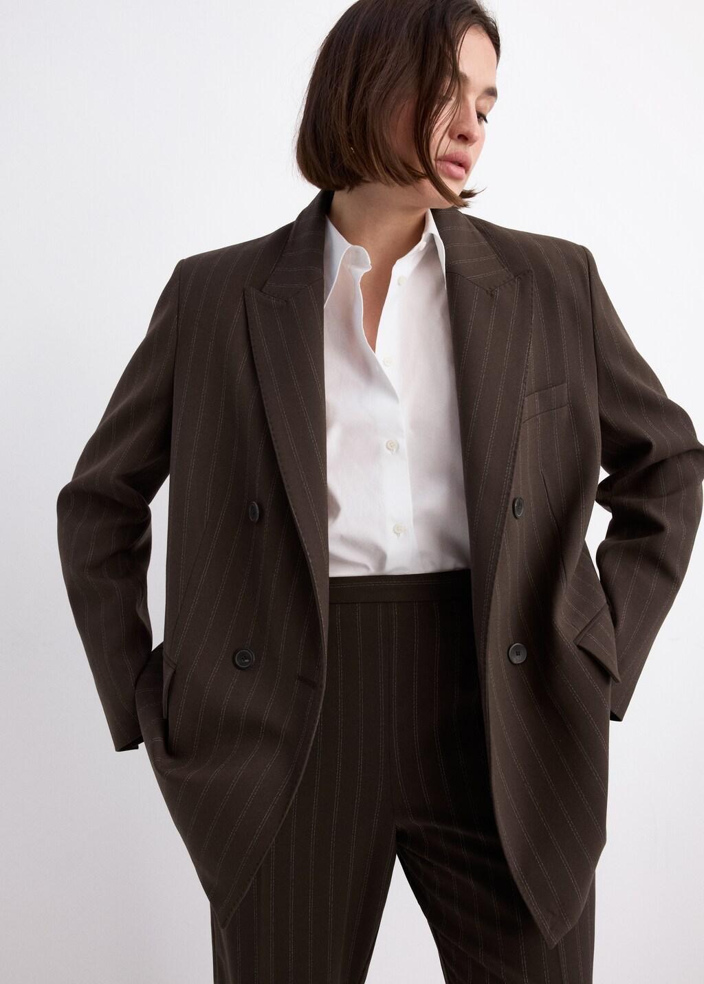 BROWN Pinstripe suit trousers, Brown, large image number 10