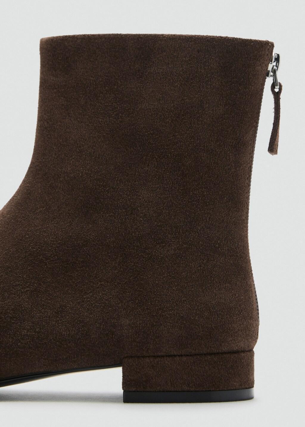 Brown Suede Ankle Boots With Round Toe, Dark Brown, large image number 7