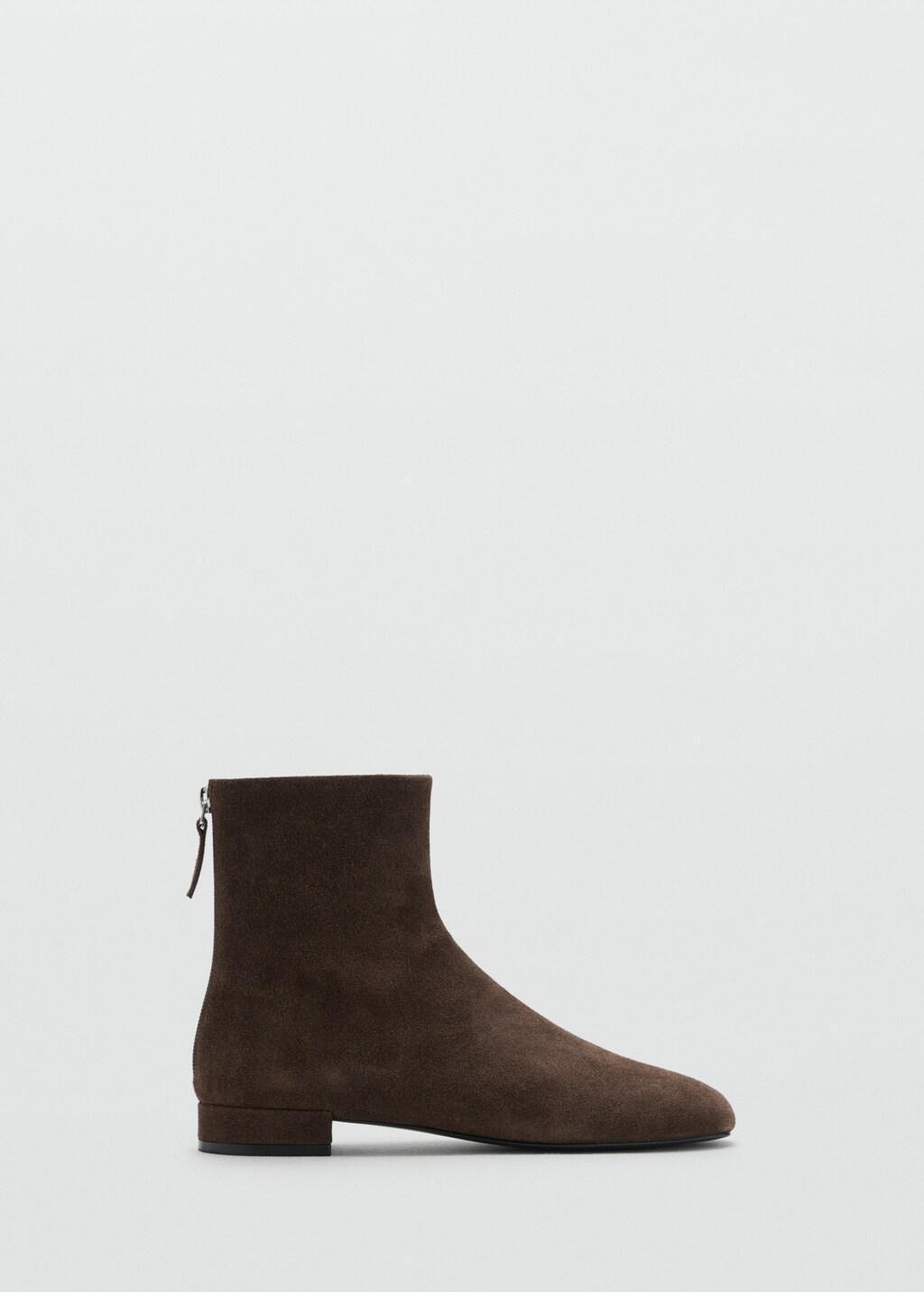 Brown Suede Ankle Boots With Round Toe, Dark Brown, large image number 10