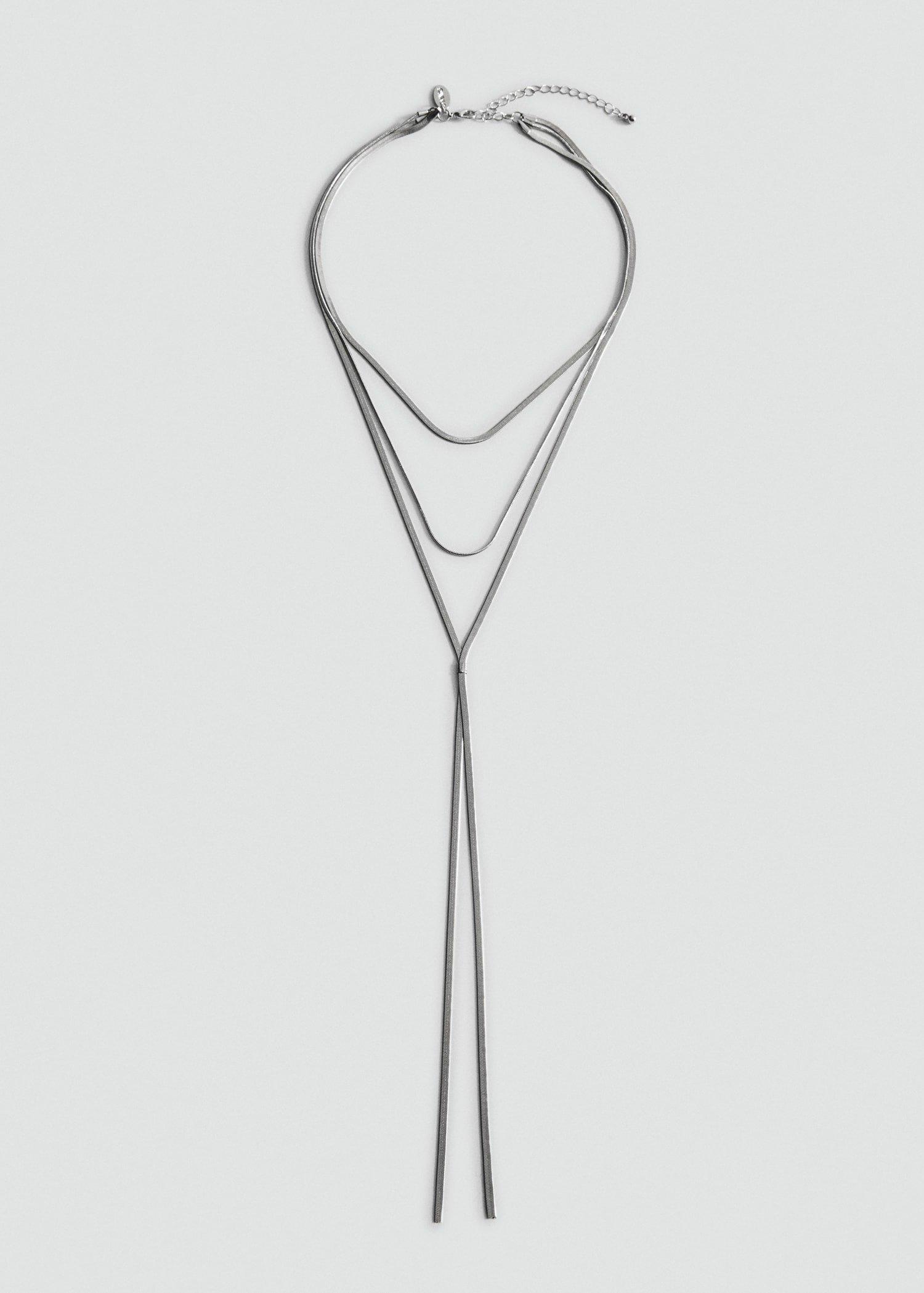 Gold Long Triple Necklace, Silver, large image number 0