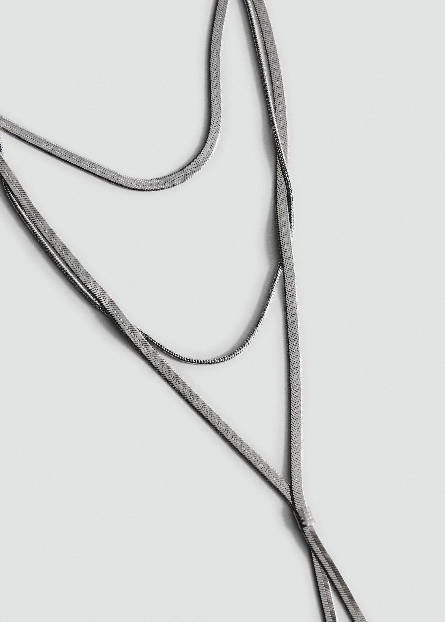 Gold Long Triple Necklace, Silver, large image number 1