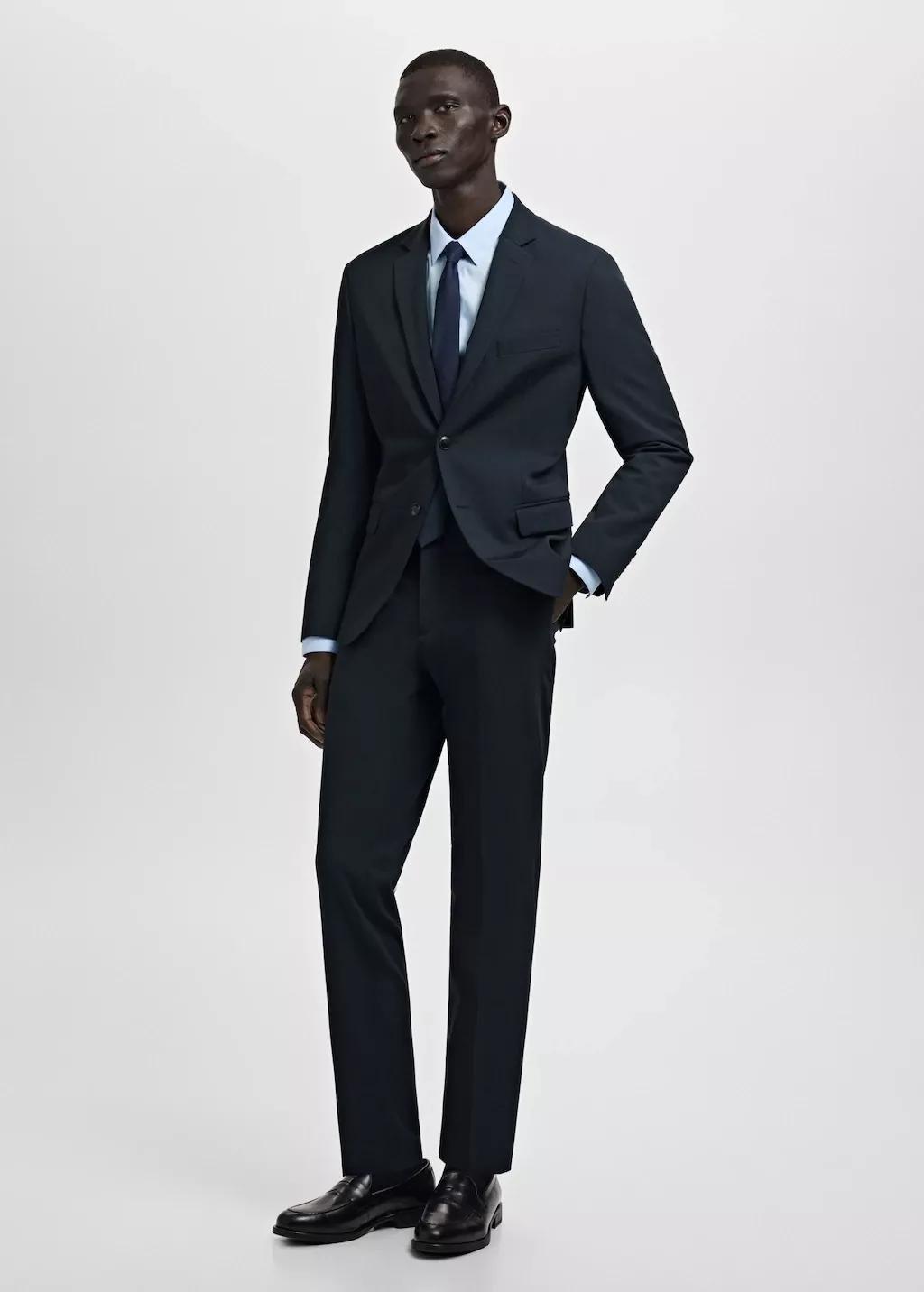 Blue Lt Pastel Slim Fit Cotton Suit Shirt, 0201_50, medium