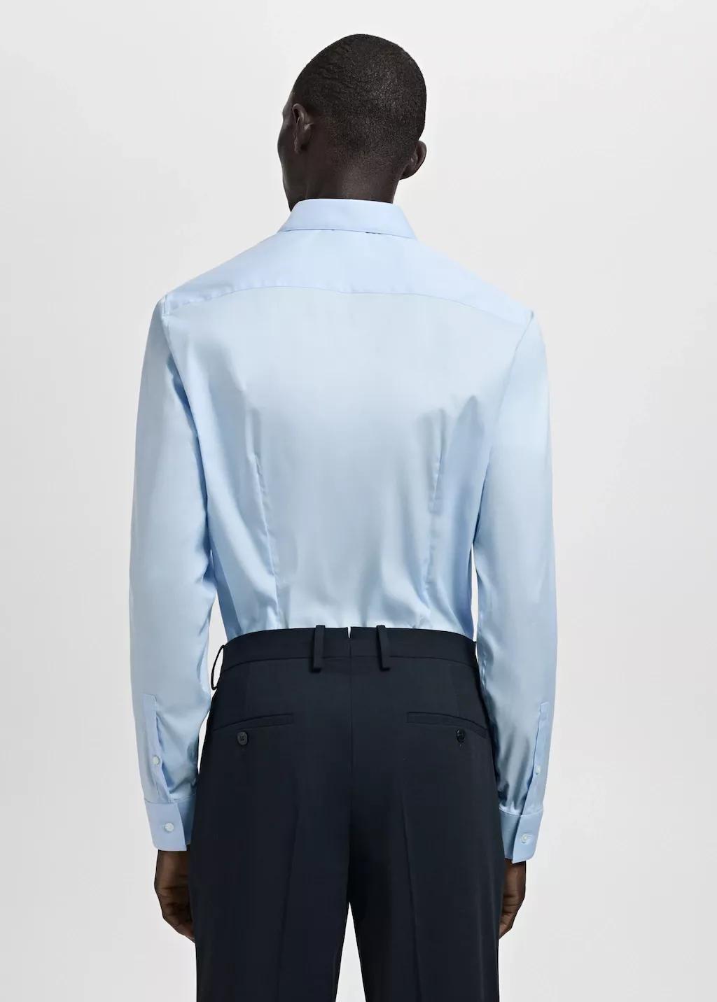 Blue Lt Pastel Slim Fit Cotton Suit Shirt, 0201_50, medium