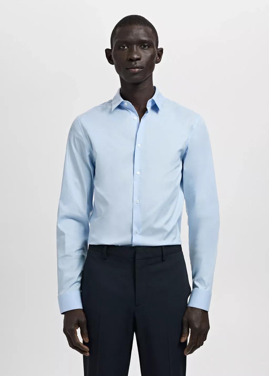 Blue Lt Pastel Slim Fit Cotton Suit Shirt, 0201_50, large image number 3