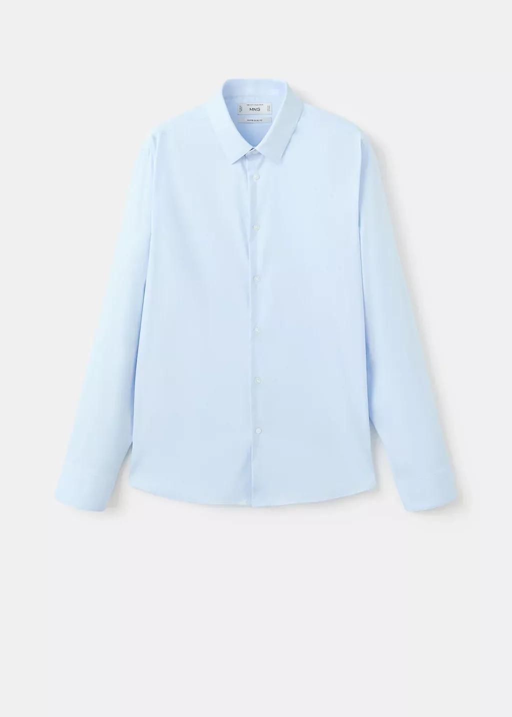 Blue Lt Pastel Slim Fit Cotton Suit Shirt, 0201_50, large image number 6