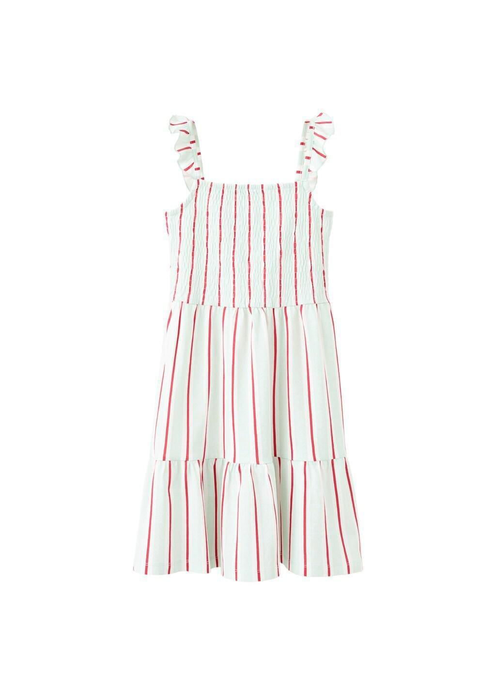 Green Ruffled Striped Dress, Kids Girls, Turquoise - Aqua, large image number 5