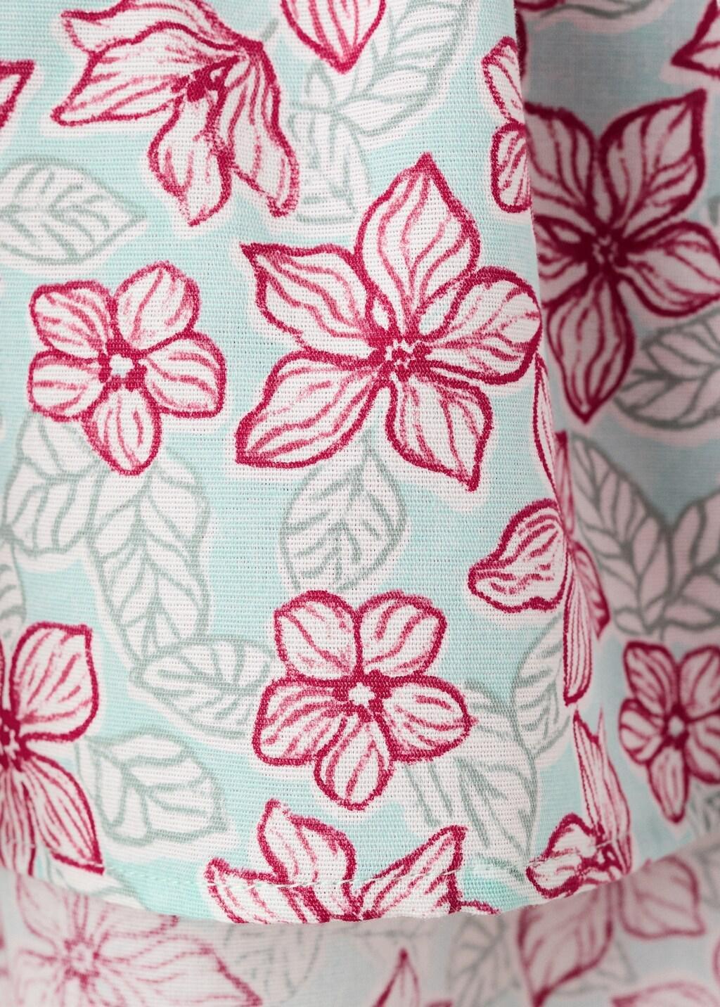 Green Floral Print Top, Kids Girls, Turquoise - Aqua, large image number 4