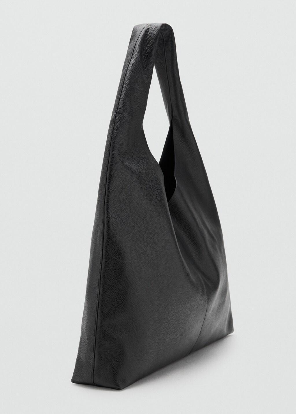 Black Leather Shoulder Bag, Black, large image number 4