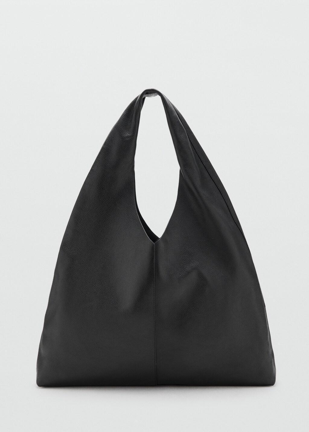 Black Leather Shoulder Bag, Black, large image number 7