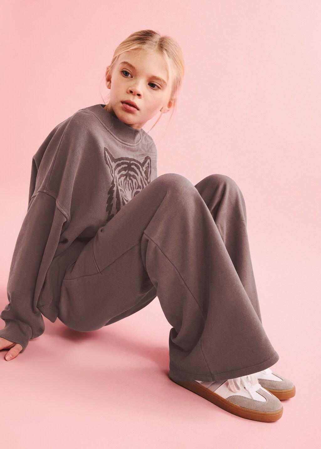 Brown Cotton Wide Leg Trousers, Kids Girl, Dark Brown, large image number 3