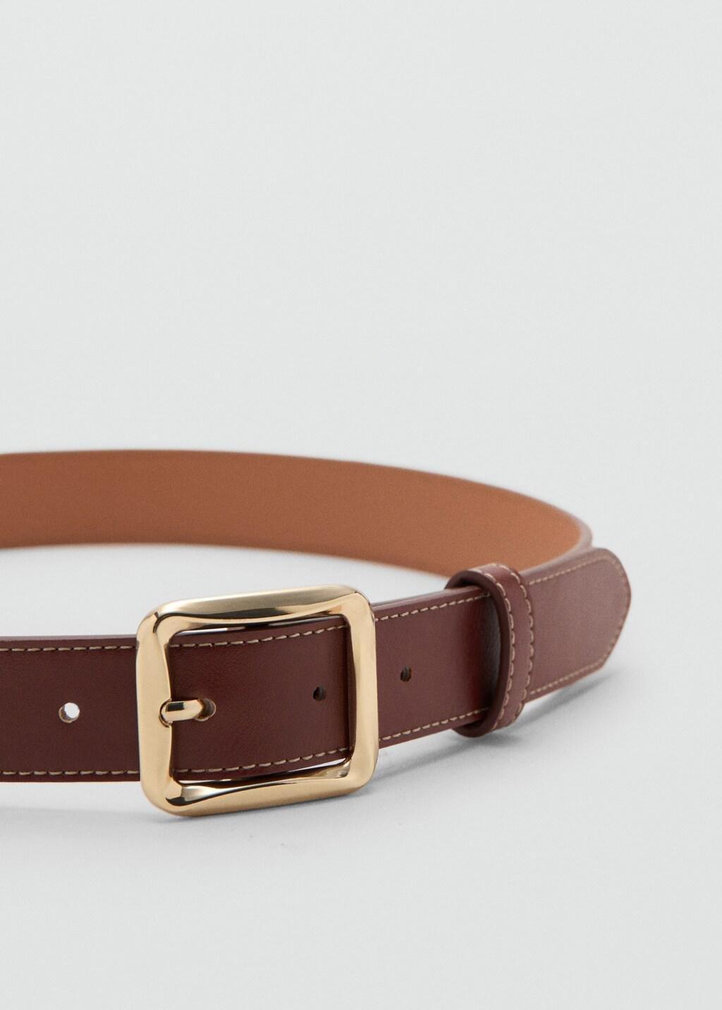 Brown Square Buckle Belt, Brown, large image number 0