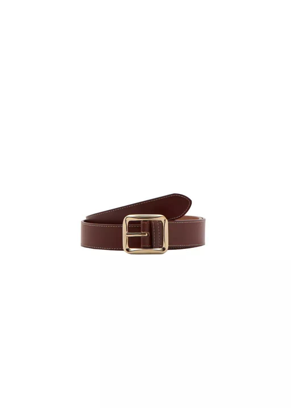 Brown Square Buckle Belt, Brown, large image number 2
