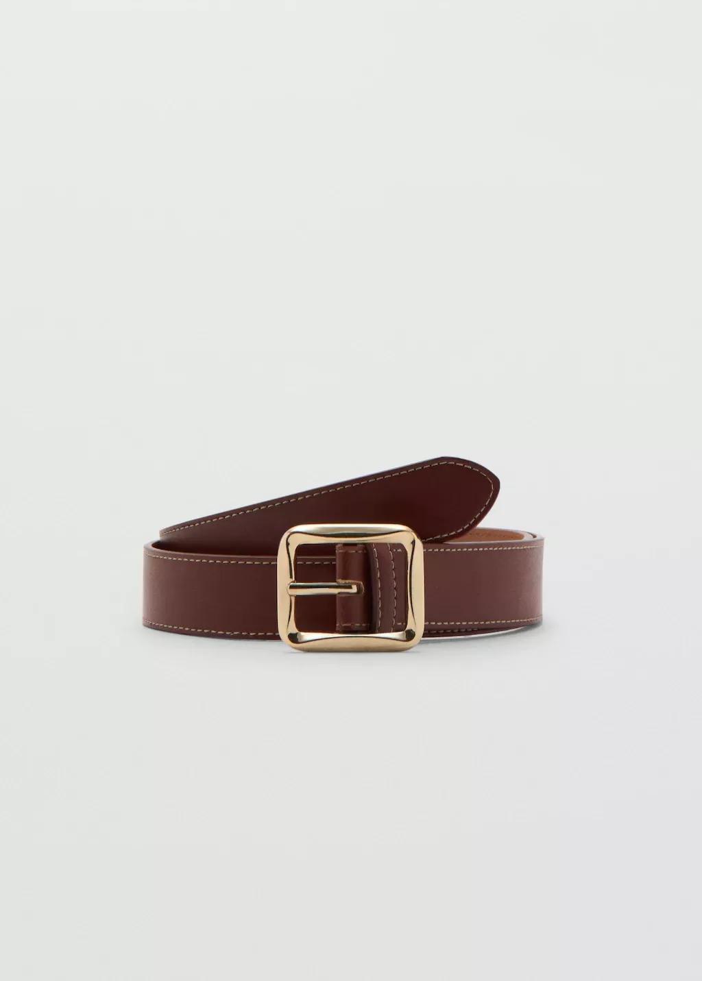 Brown Square Buckle Belt, Brown, large image number 3